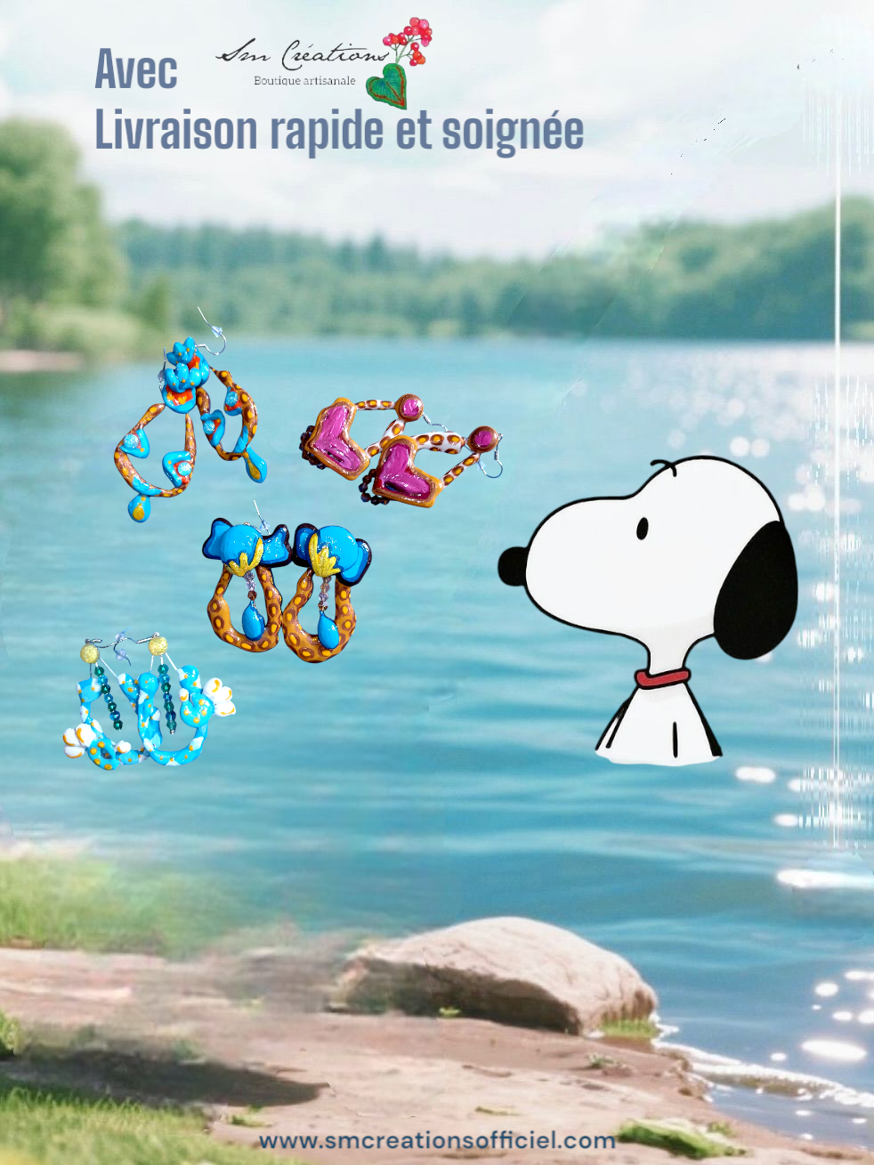 Boucle d'oreille Categorie Art Capsule ''Minnie Choux'' Summer 2025 en gomme d'arabique/ acrylic paint