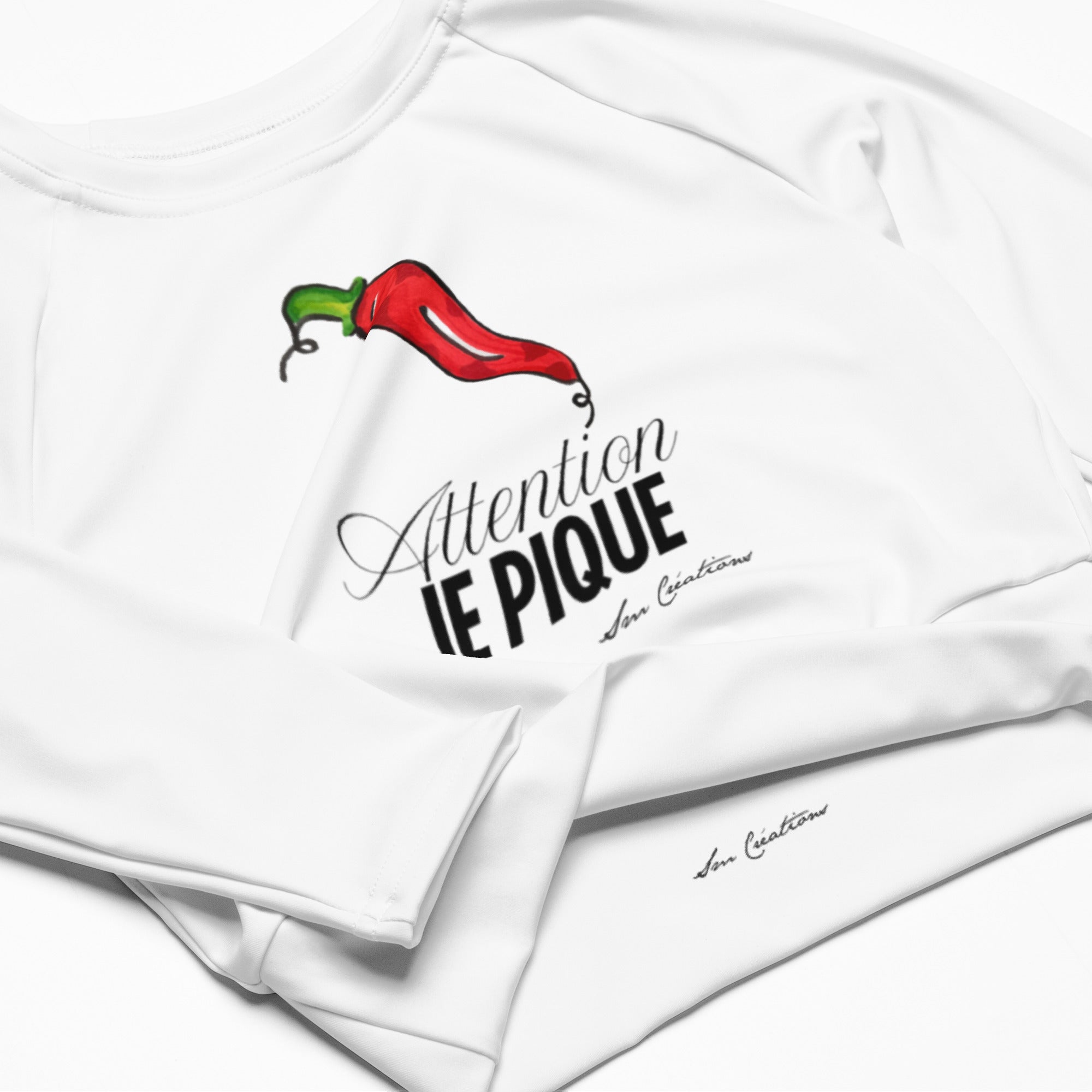 Haut court à manches longues en matière recyclée type Crop Top "Piment'' P-E 2025