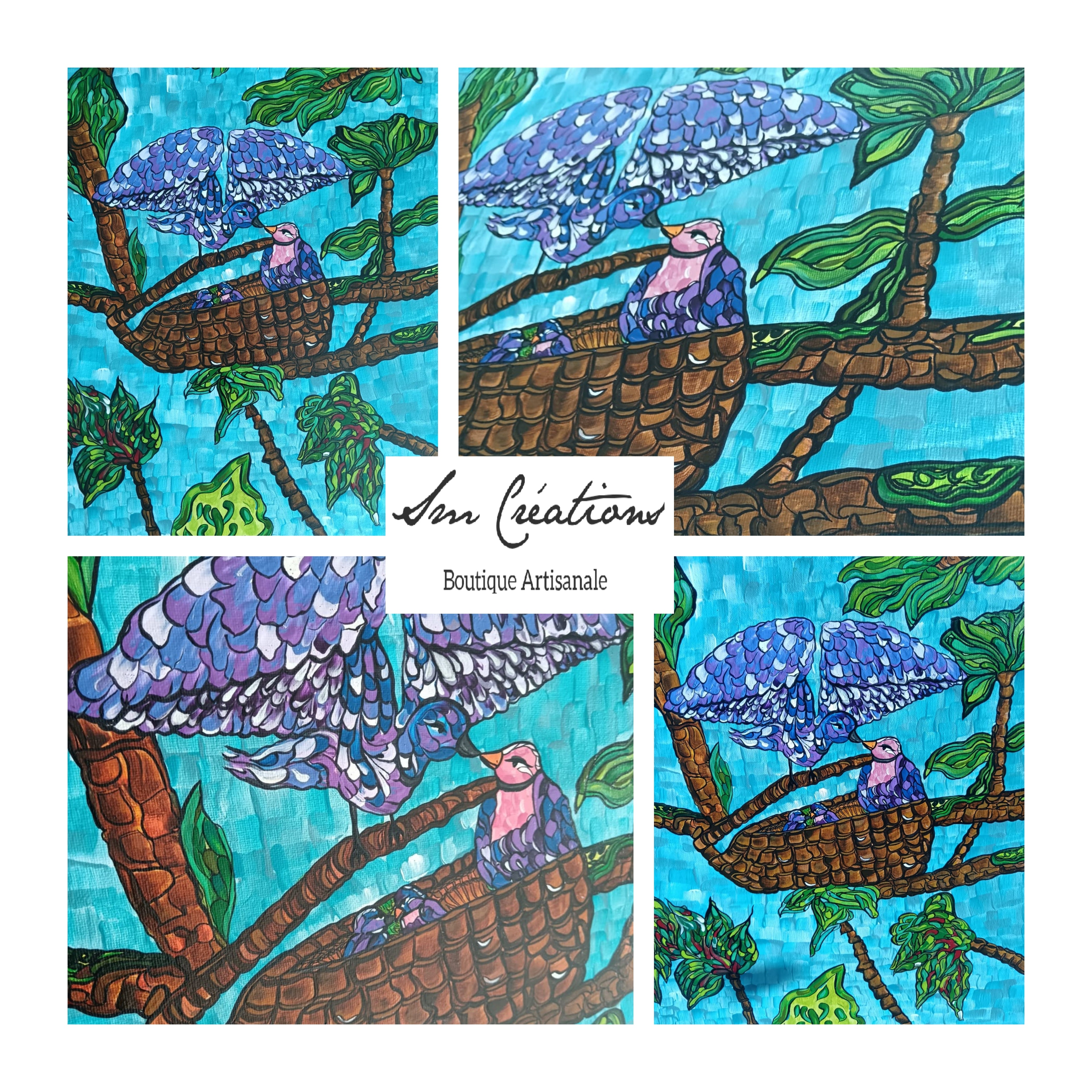 "Nid d'amour" Acrylique sur toile 50x50 cm