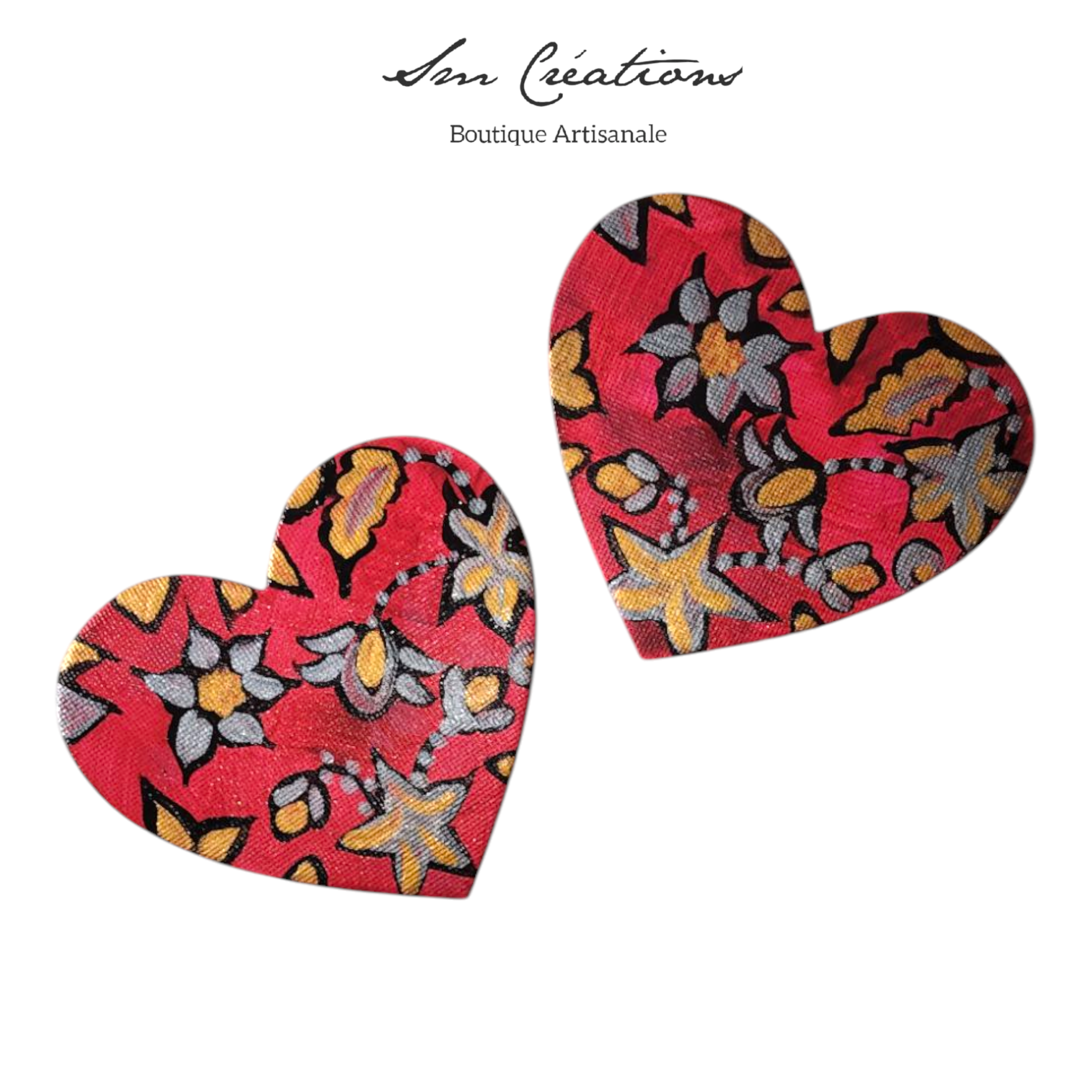 Duo de cœur "𝑫'𝒐𝒓 𝒆𝒕 𝒅'𝒂𝒓𝒈𝒆𝒏𝒕 " Mini toile aimantée artisanale - Exemplaire unique / Collection Coeur bohème N°1