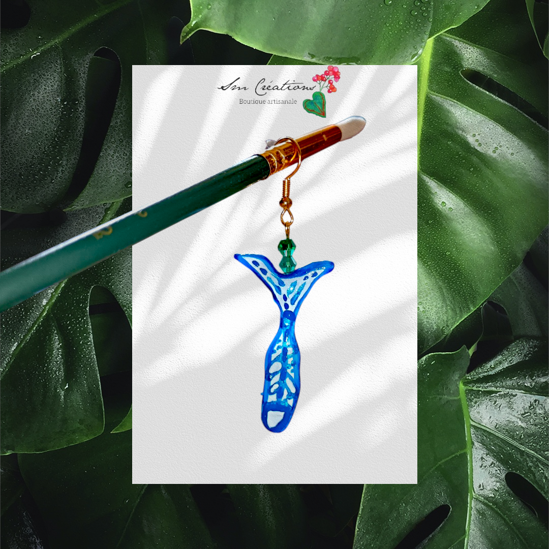 Boucle d'oreille en gomme d'arabique/ acrylic paint/ perles de rocaille ''Handmade with paint'' Capsule Splash - 2025