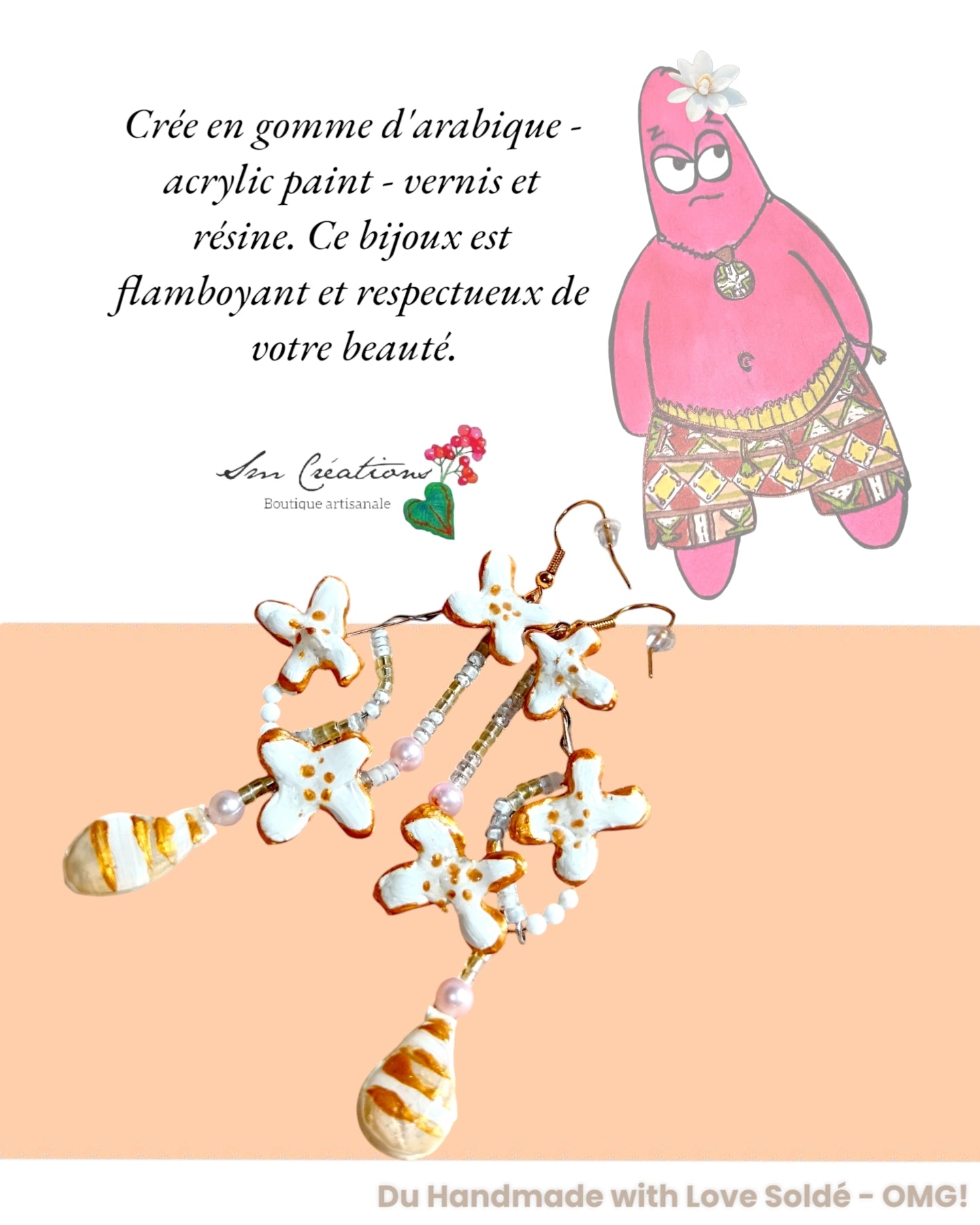 Boucle d'oreille en gomme d'arabique vernis ''Splash II" Edition 2025 ✨