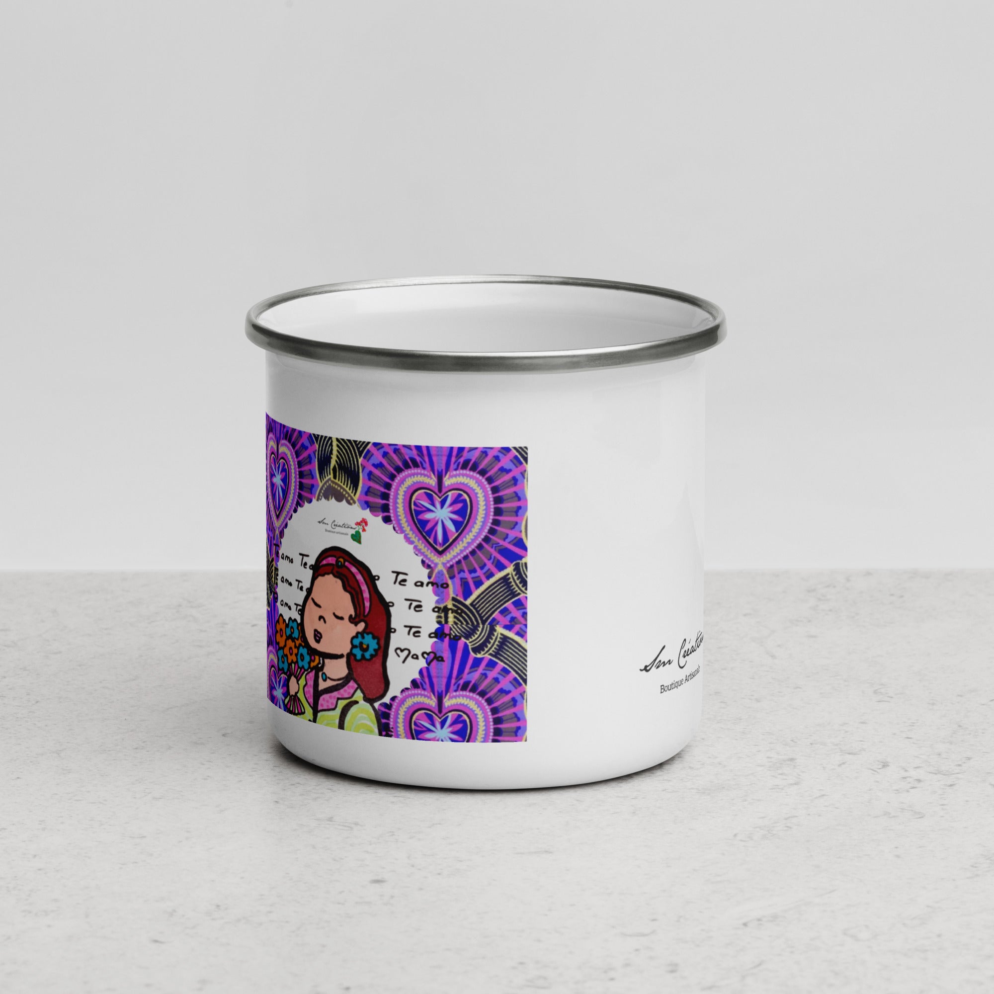 Mug émaillé Special Doux Messages "Te amo - Personnage Petite Mama Design 2025" Idées Cadeaux