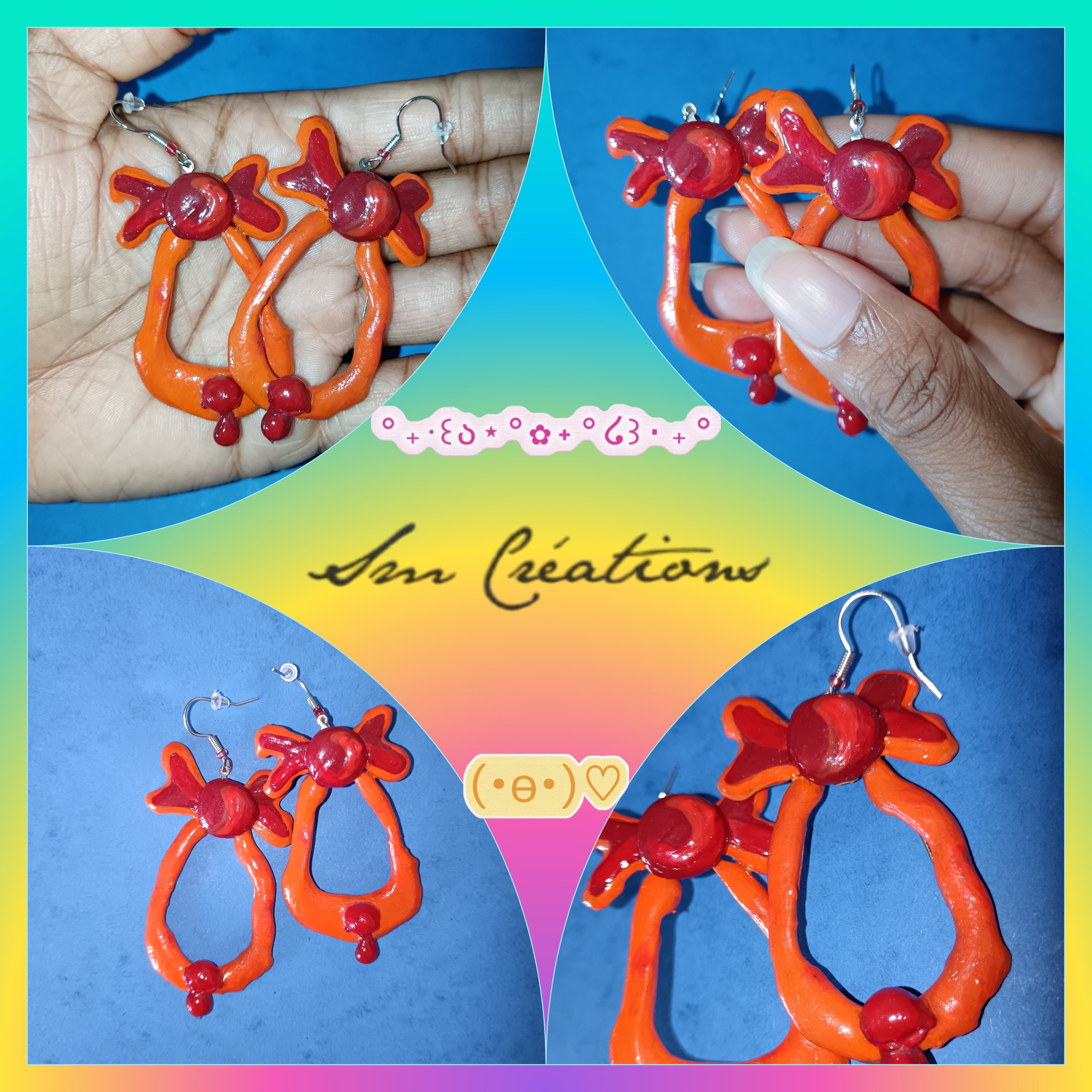 Boucle d'oreille Categorie Art Capsule ''Minnie Choux'' Summer 2025 en gomme d'arabique/ acrylic paint