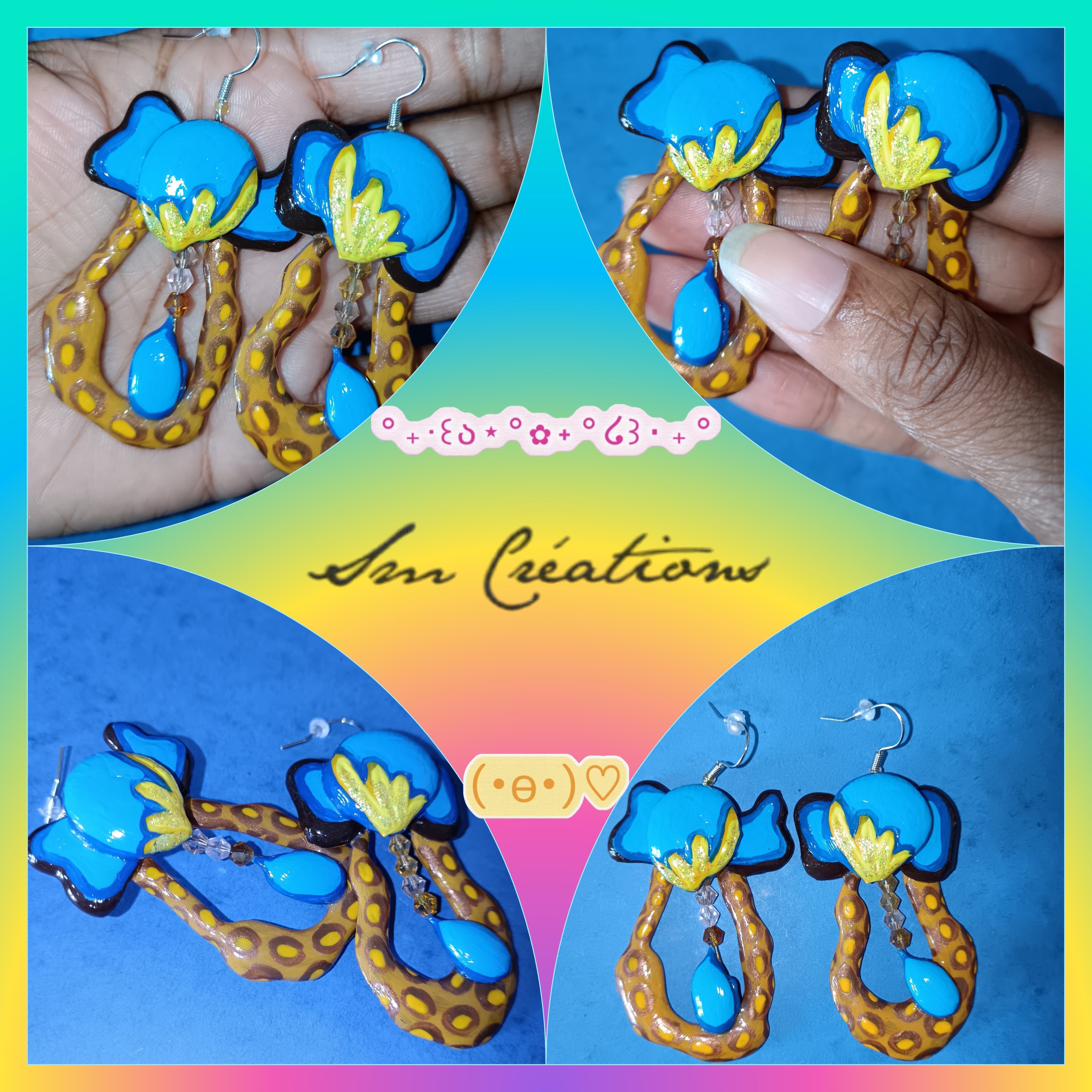 Boucle d'oreille Categorie Art Capsule ''Minnie Choux'' Summer 2025 en gomme d'arabique/ acrylic paint