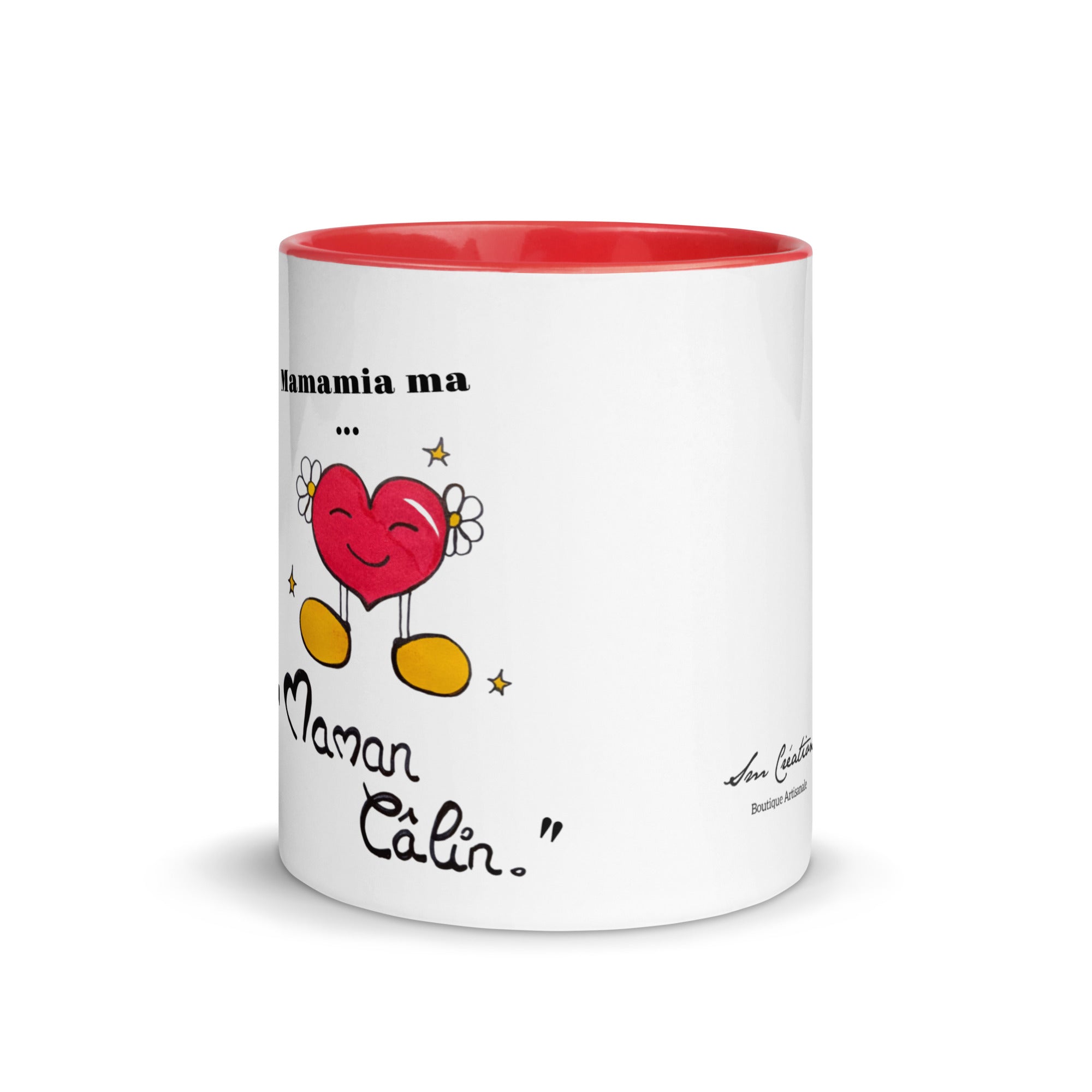 Mug Bi-Color Blanc Rouge écarlate "Mamamia Maman câlin" Edition 2025/ Idées cadeaux