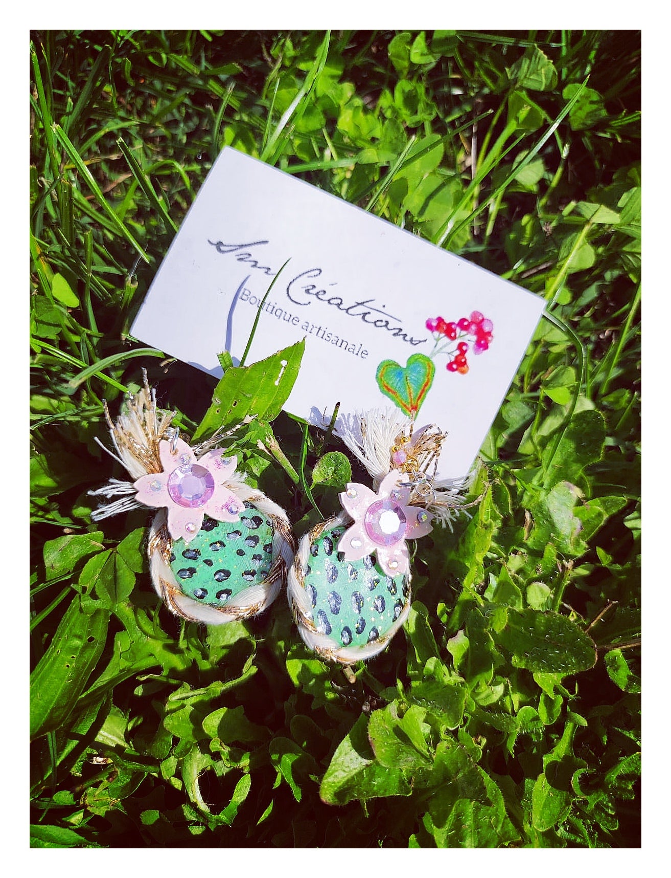 Boucle d'oreille artisanale Arte| ''Nanass Rose'' 95%Naturel