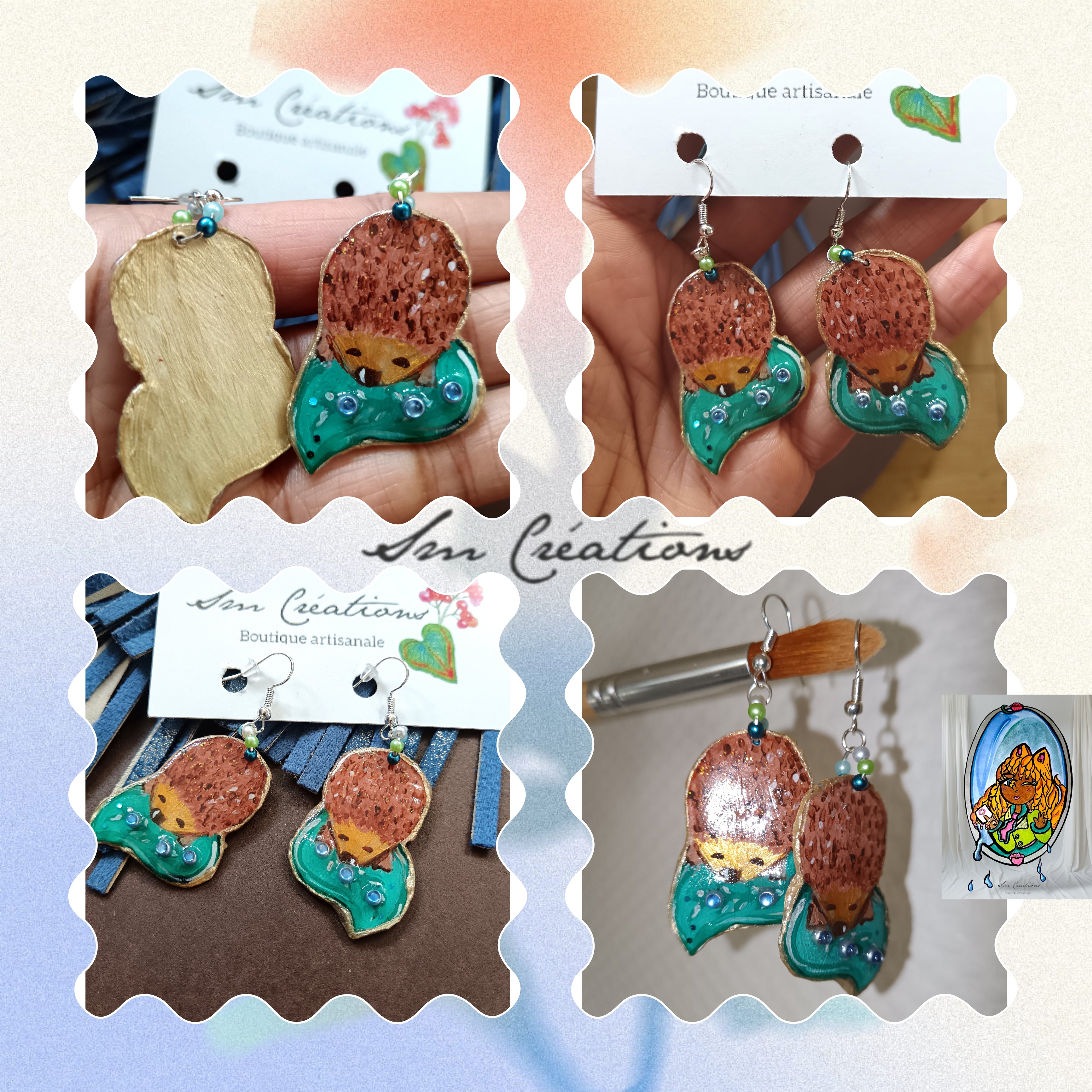 Boucle d'oreille Arte | 95%Naturel| Handmade with ๐