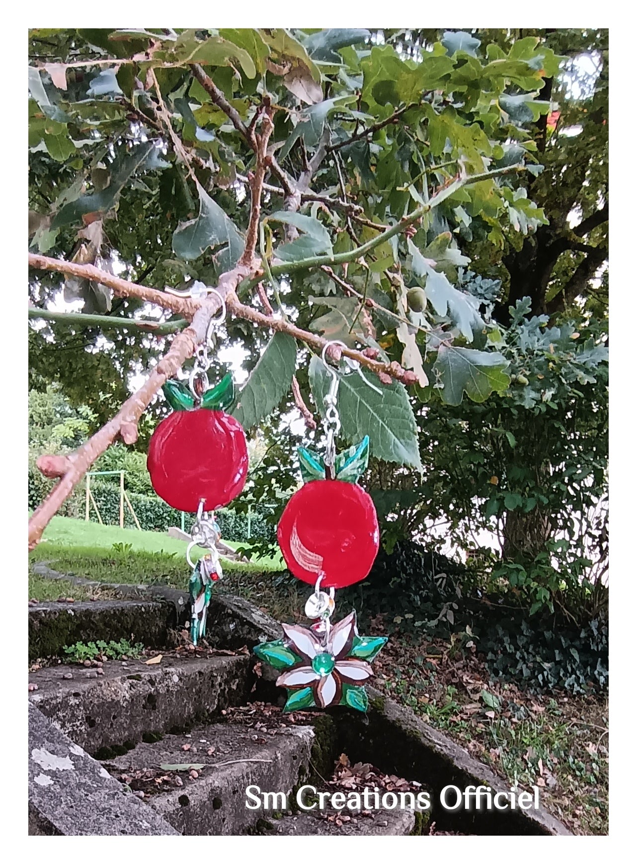 Boucle d'oreille Arte| ''Pomme de fleur ''95% Naturelle