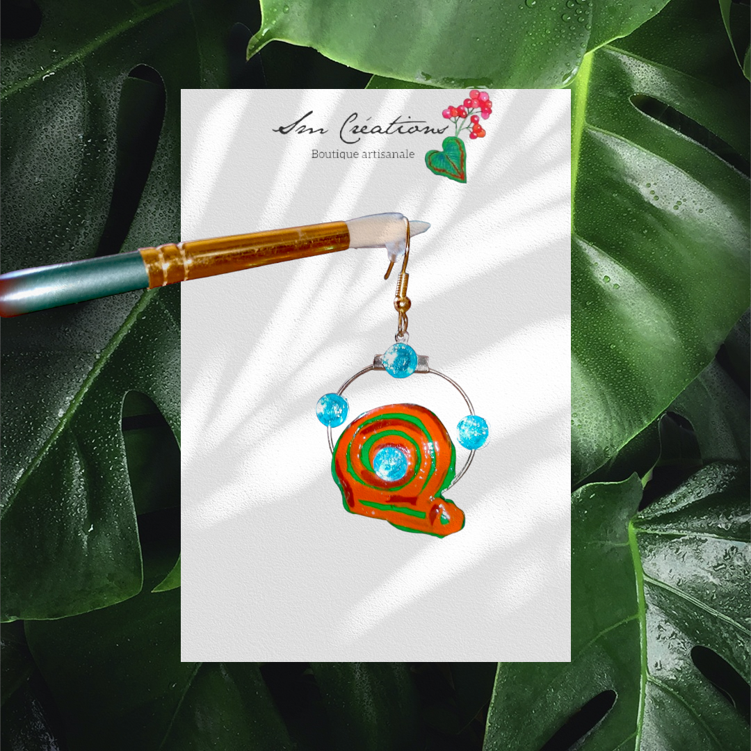 Boucle d'oreille en gomme d'arabique/ acrylic paint/ perles de rocaille ''Handmade with paint'' Capsule Splash - 2025