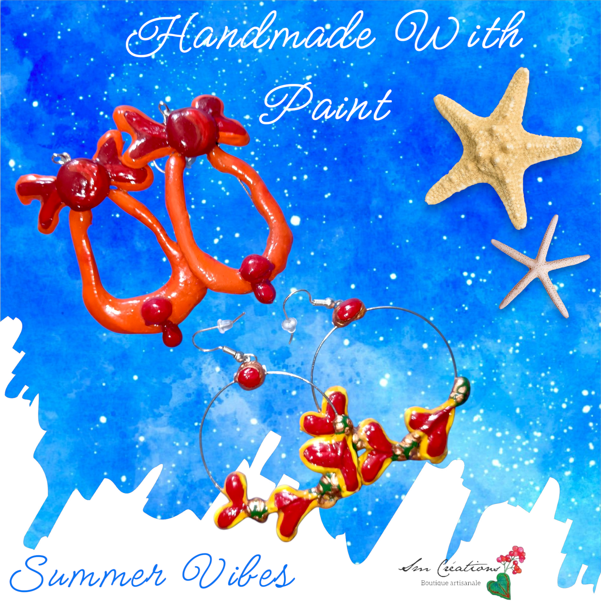 Boucle d'oreille Categorie Art Capsule ''Minnie Choux'' Summer 2025 en gomme d'arabique/ acrylic paint