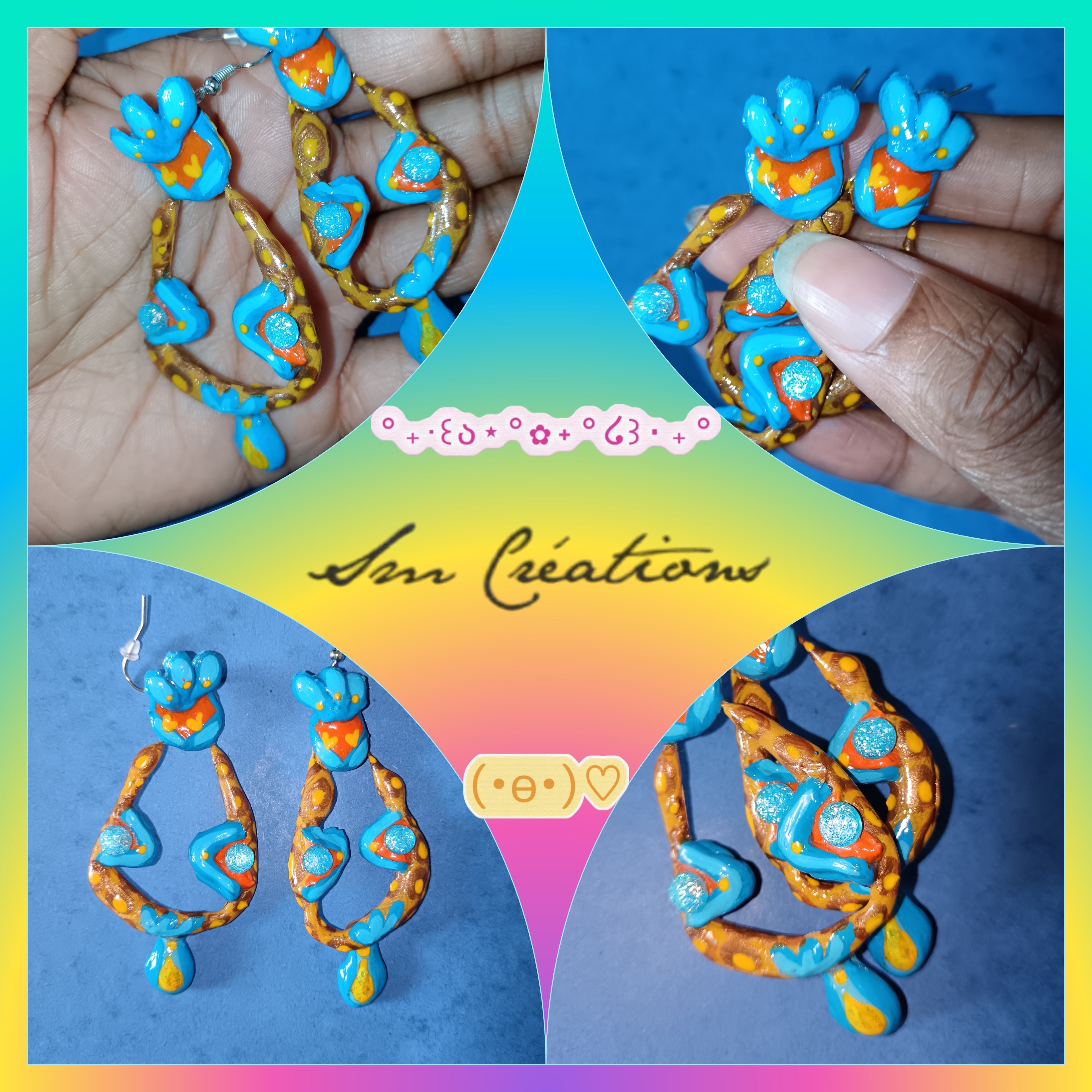 Boucle d'oreille Categorie Art Capsule ''Minnie Choux'' Summer 2025 en gomme d'arabique/ acrylic paint