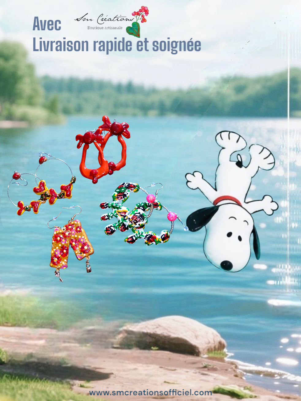 Boucle d'oreille Categorie Art Capsule ''Minnie Choux'' Summer 2025 en gomme d'arabique/ acrylic paint