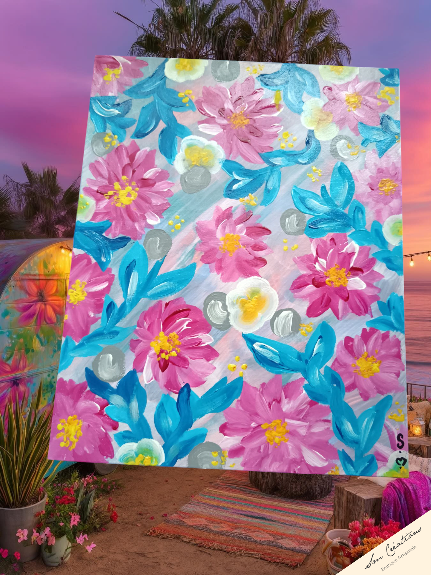 Toile 24x30cm signée - Exemplaire unique /Titre '' Pollen'' Année 2025