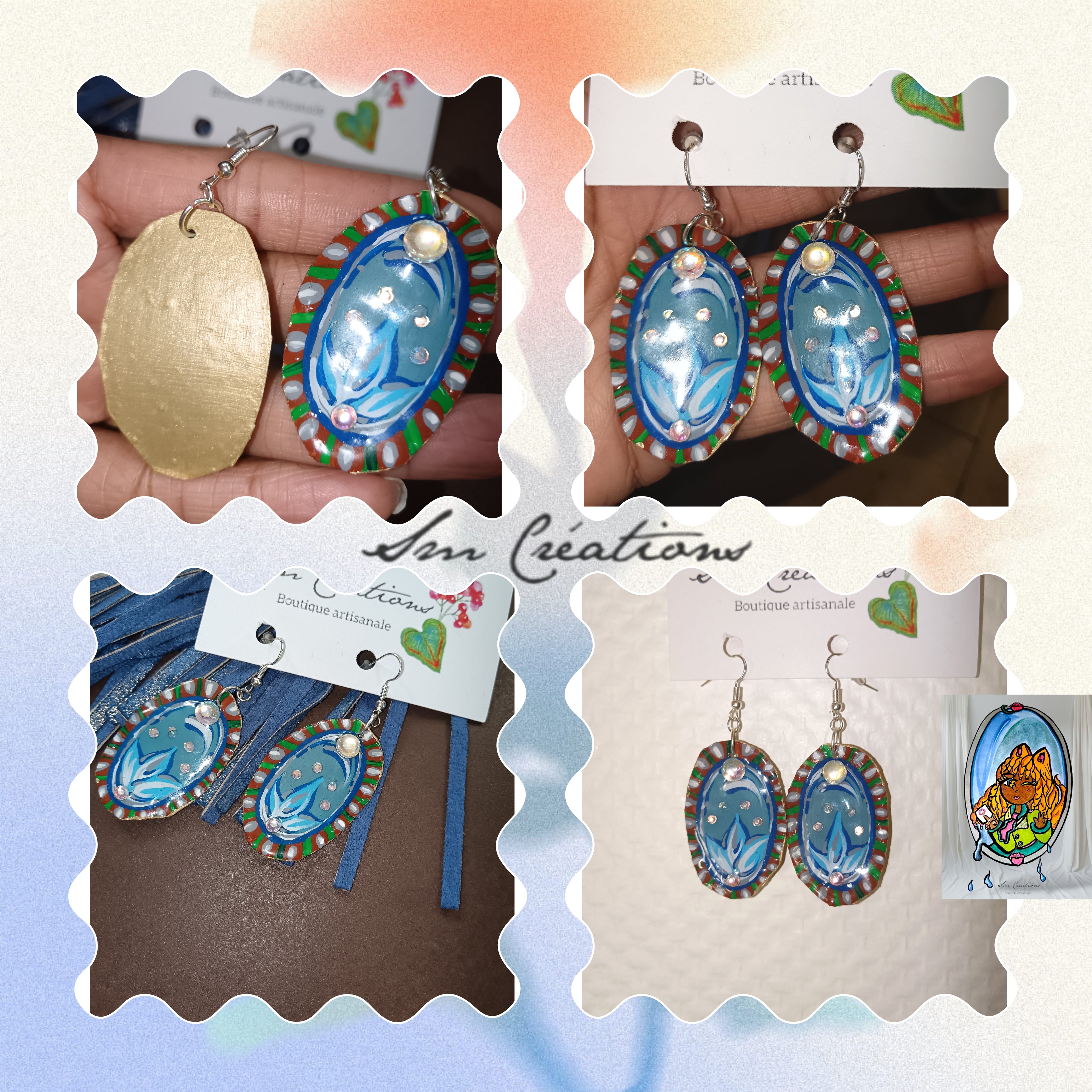 Boucle d'oreille Arte| 95% Naturel | Handmade with ๐