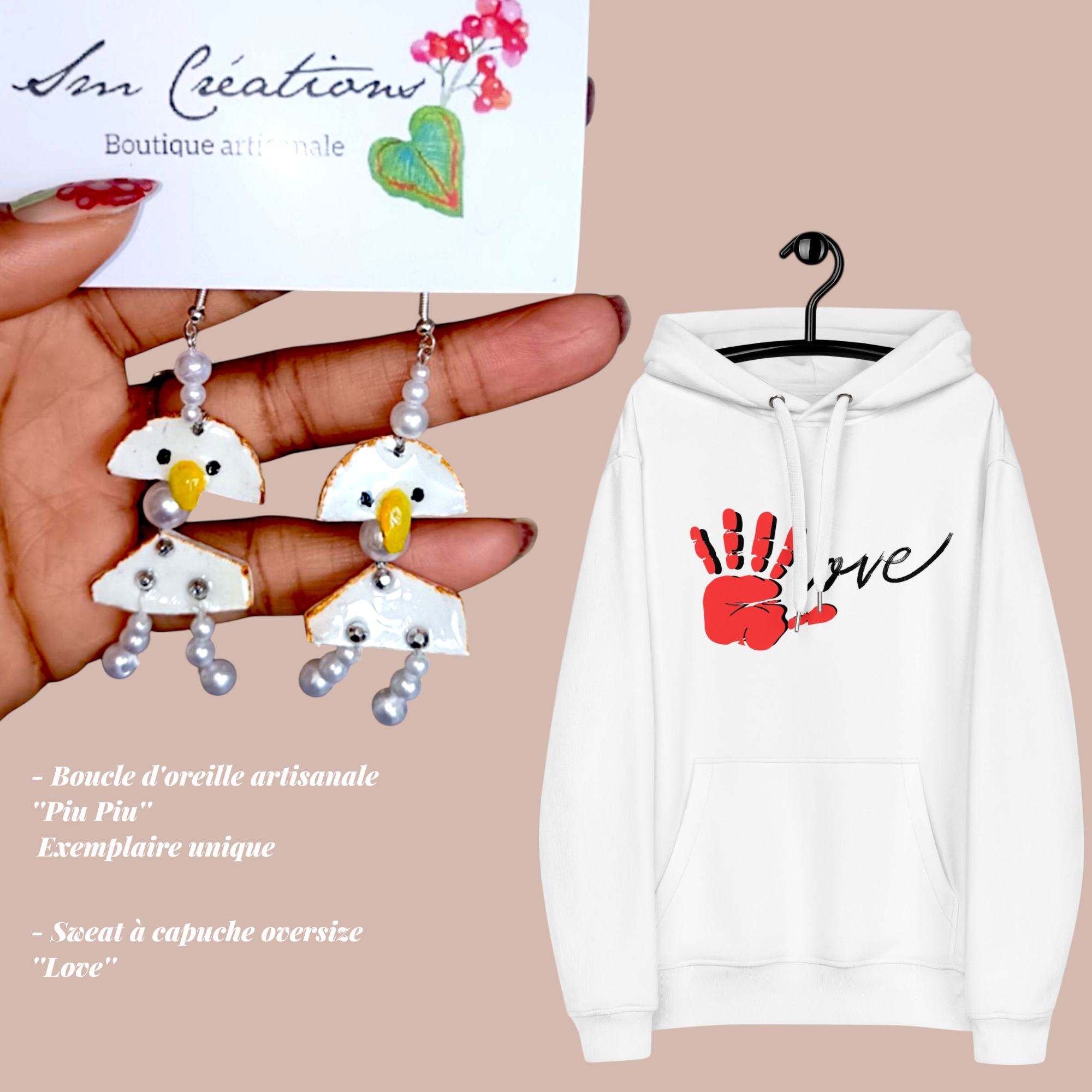 Sweat à capuche premium écologique recyclé/ coton ''Love'' Edition 2025