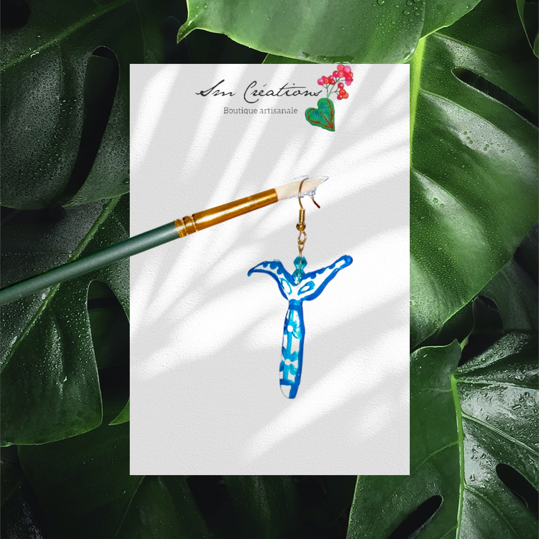 Boucle d'oreille en gomme d'arabique/ acrylic paint/ perles de rocaille ''Handmade with paint'' Capsule Splash - 2025