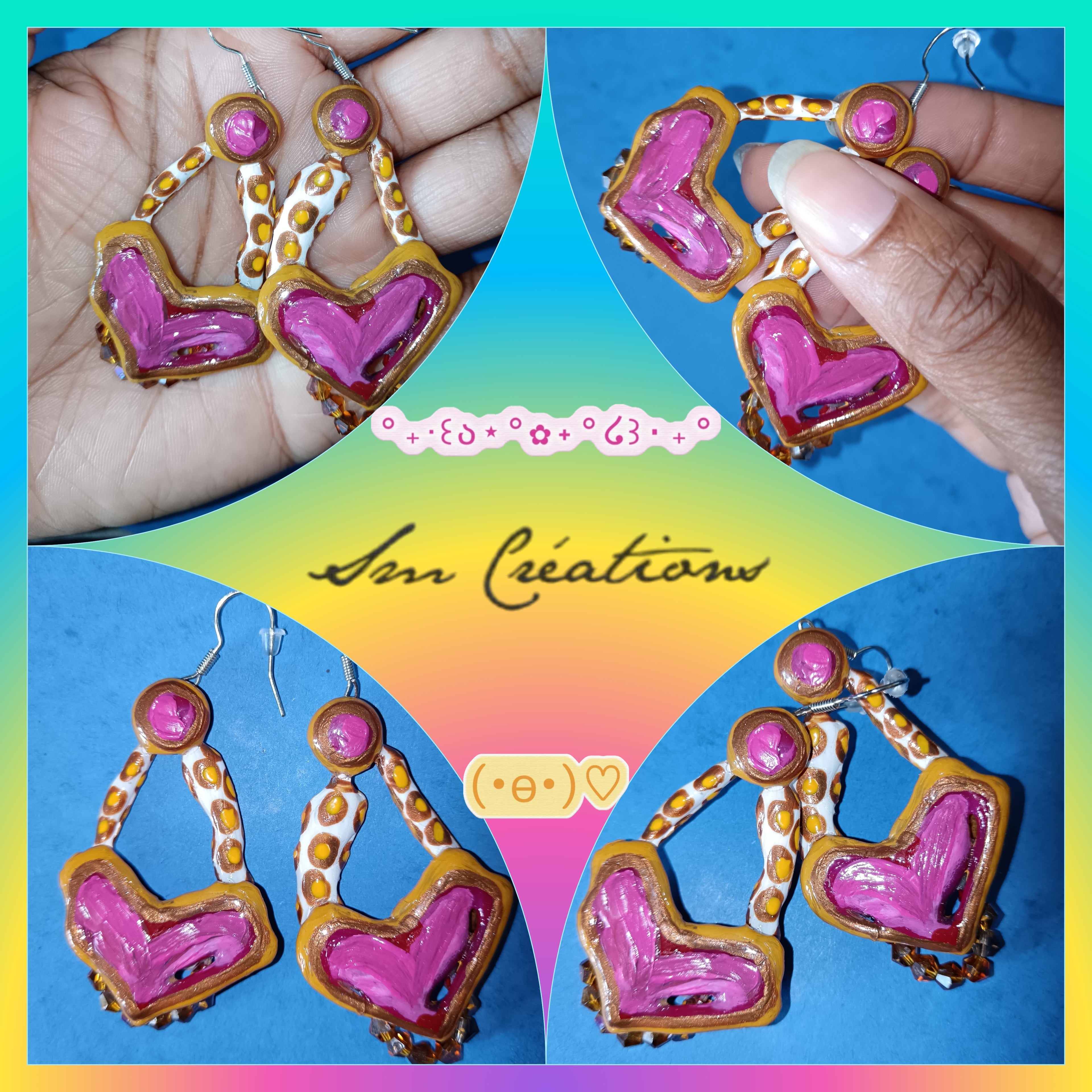 Boucle d'oreille Categorie Art Capsule ''Minnie Choux'' Summer 2025 en gomme d'arabique/ acrylic paint