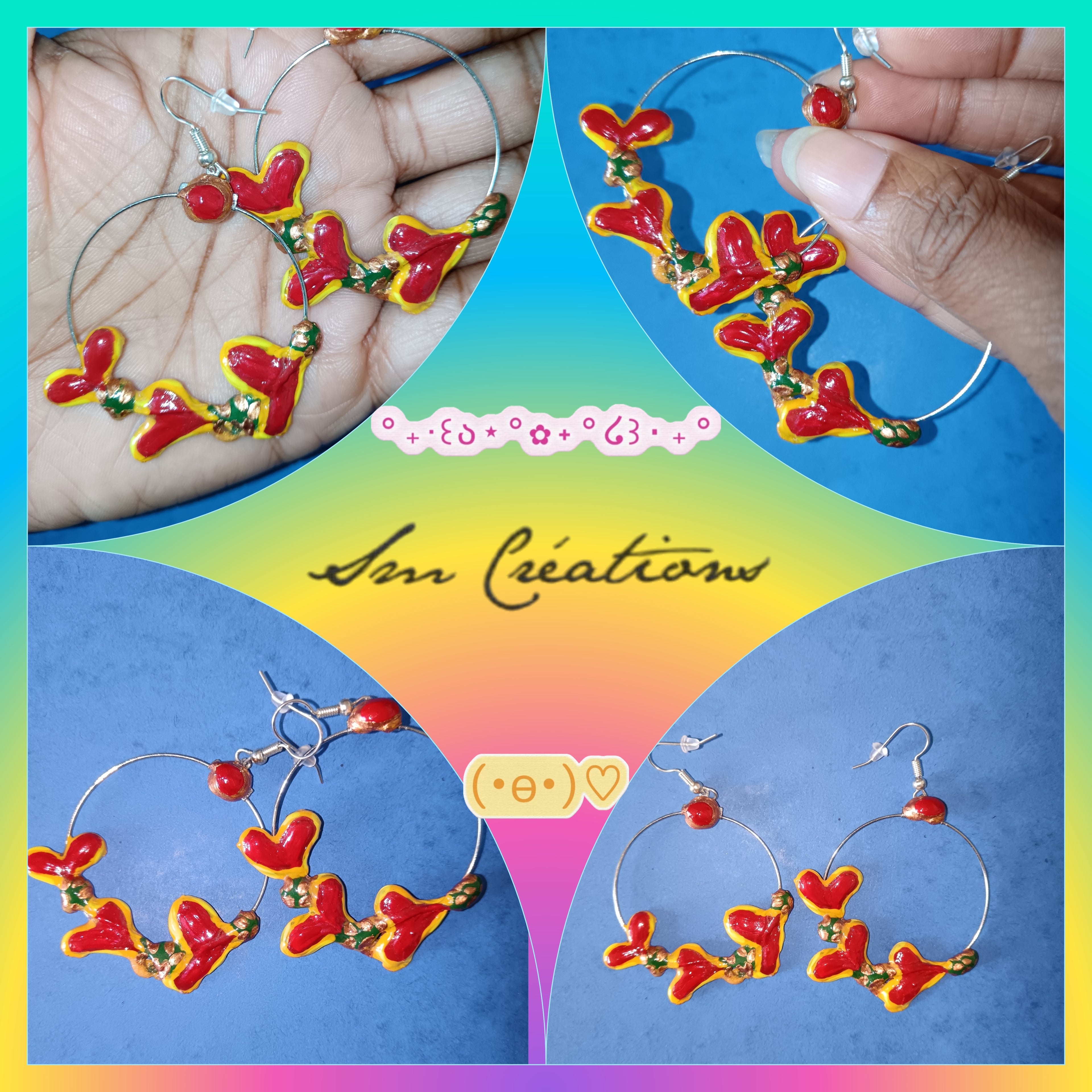 Boucle d'oreille Categorie Art Capsule ''Minnie Choux'' Summer 2025 en gomme d'arabique/ acrylic paint