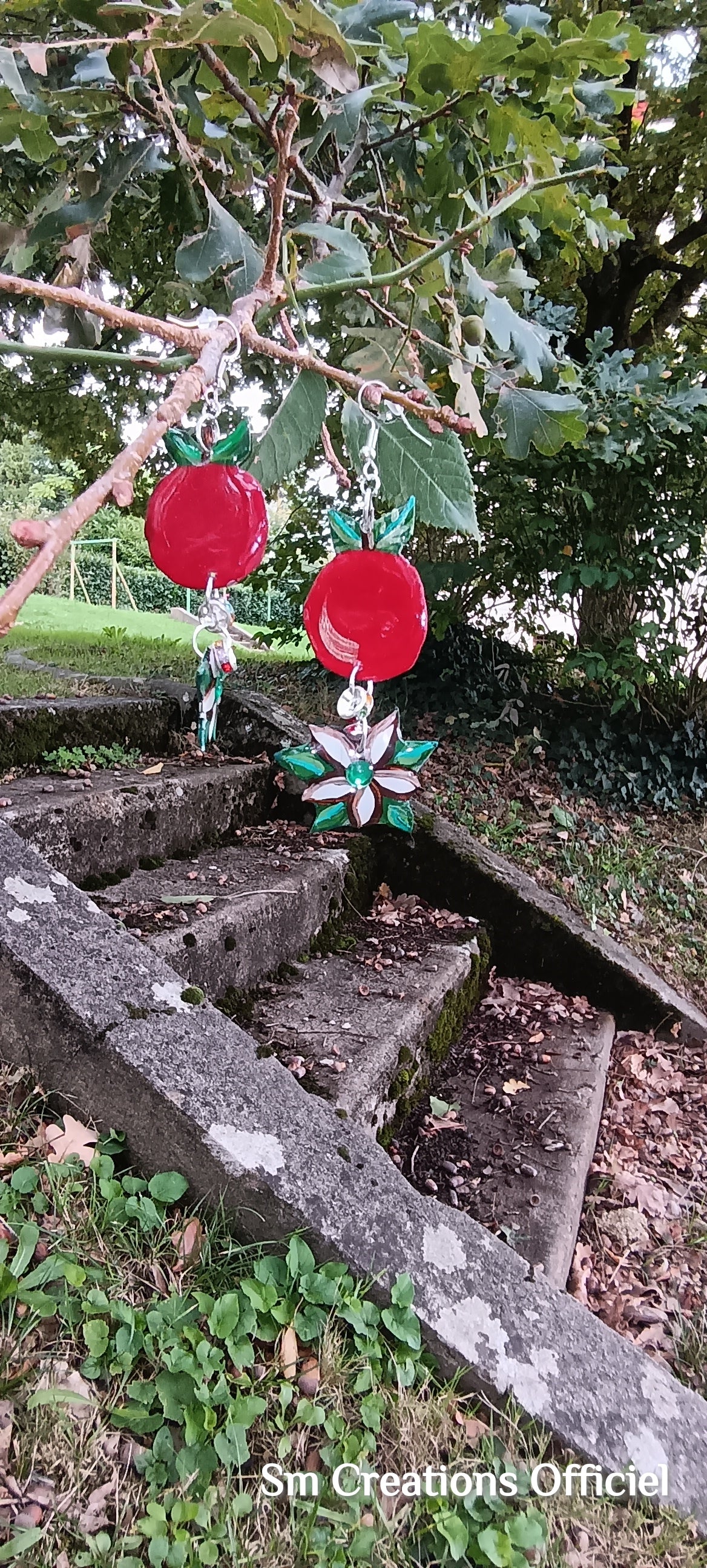 Boucle d'oreille Arte| ''Pomme de fleur ''95% Naturelle