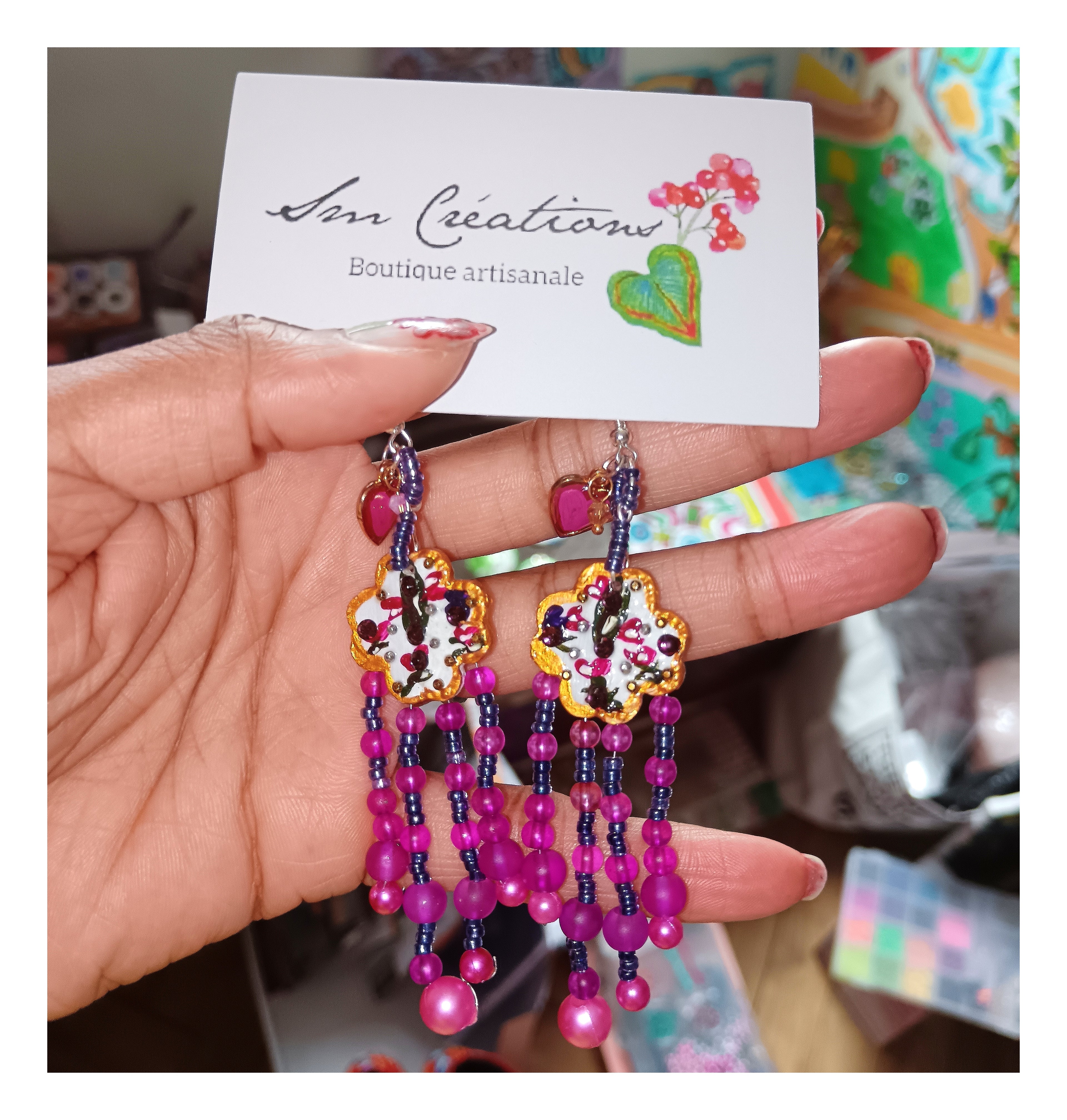 Boucle d'oreille artisanale | Arte | ''Nuage perlé'' E25/26