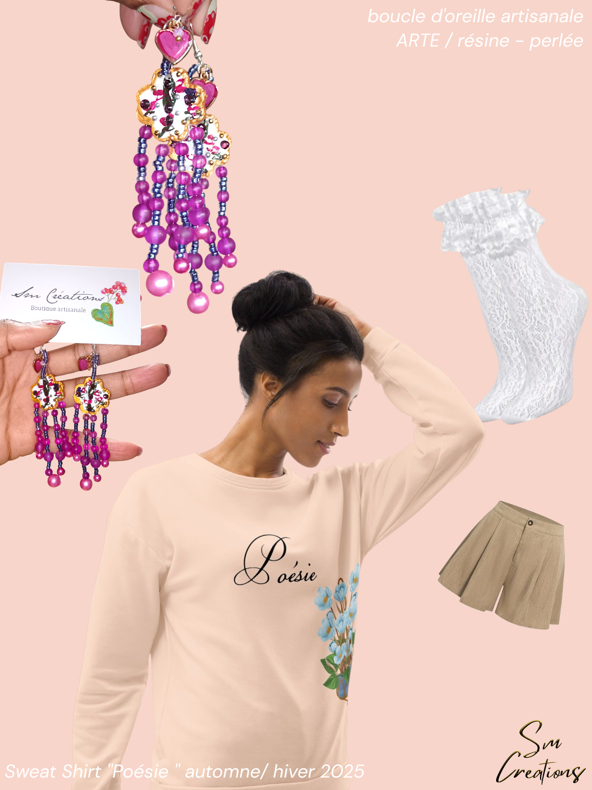 Sweat-Shirt Femme Matiรจre recyclรฉe ''Poesie'' Automne Hiver 2025 Tendance Messages