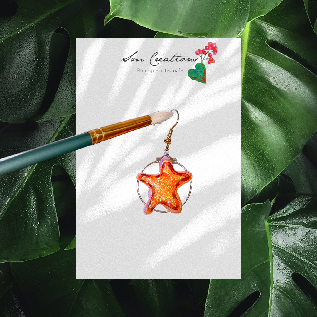 Boucle d'oreille en gomme d'arabique/ acrylic paint/ perles de rocaille ''Handmade with paint'' Capsule Splash - 2025