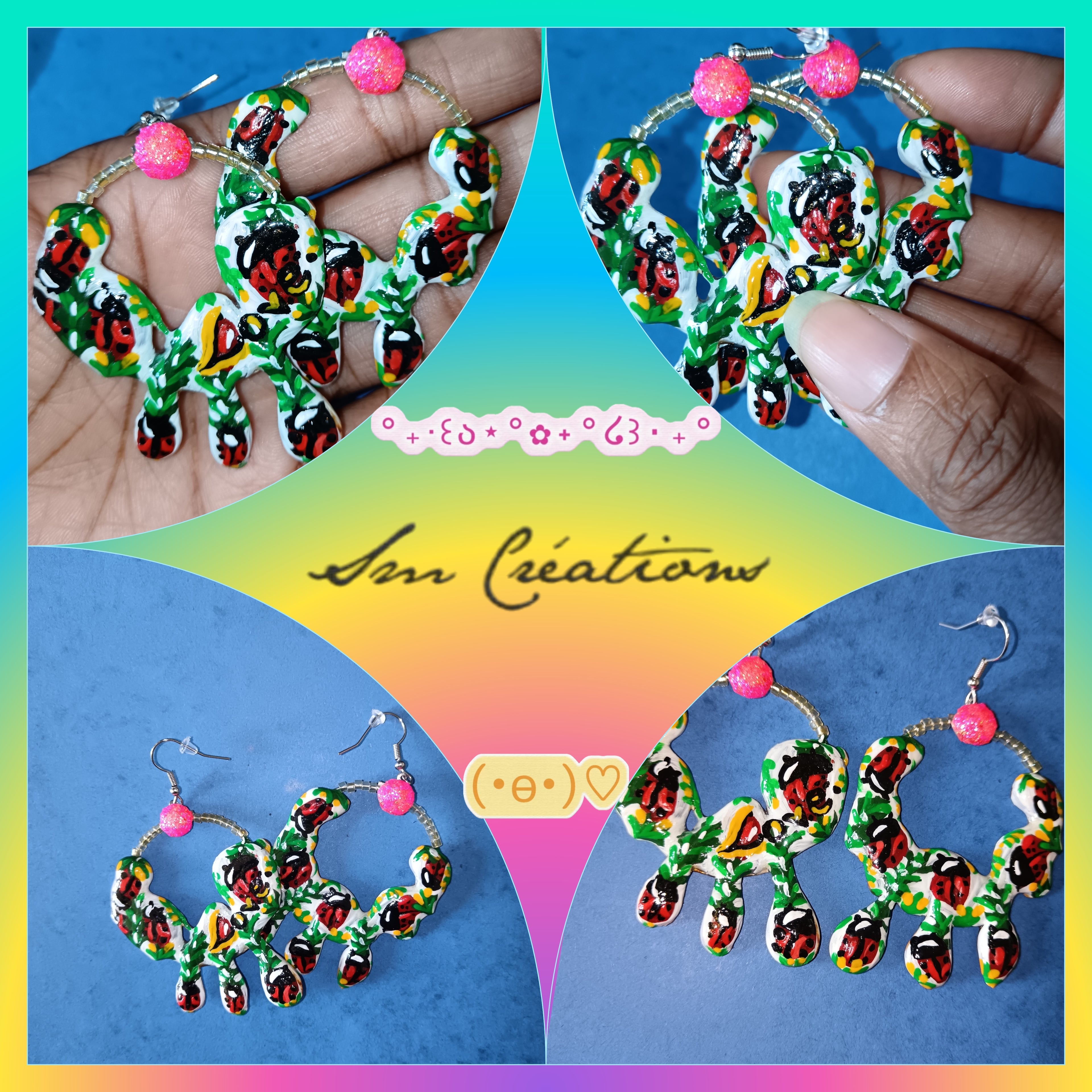 Boucle d'oreille Categorie Art Capsule ''Minnie Choux'' Summer 2025 en gomme d'arabique/ acrylic paint