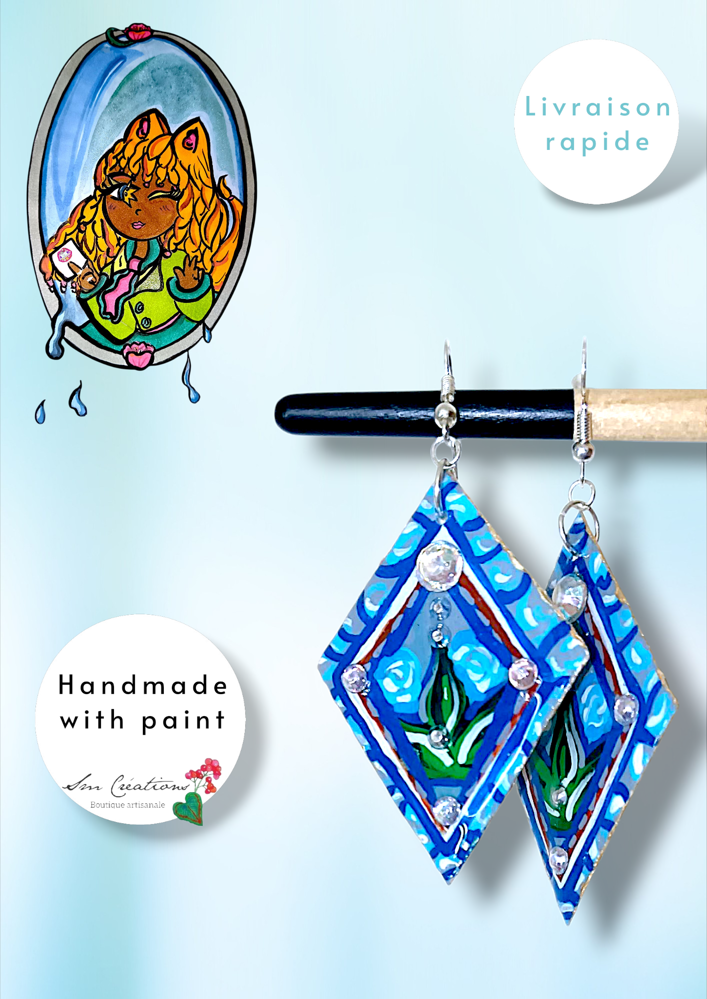 Boucle d'oreille Arte | 95%Naturel | Handmade with ๐