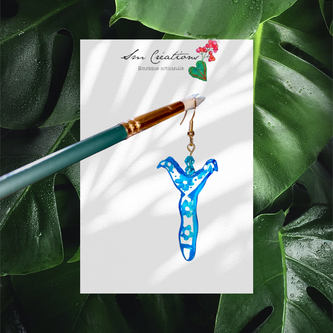 Boucle d'oreille en gomme d'arabique/ acrylic paint/ perles de rocaille ''Handmade with paint'' Capsule Splash - 2025