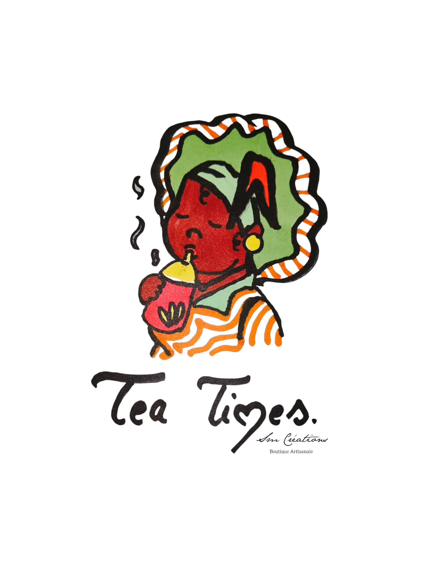 Mug Blanc Brillant "Petite Mama - Tea Times"/ Sm Créations - Edition limitée / Design inédit