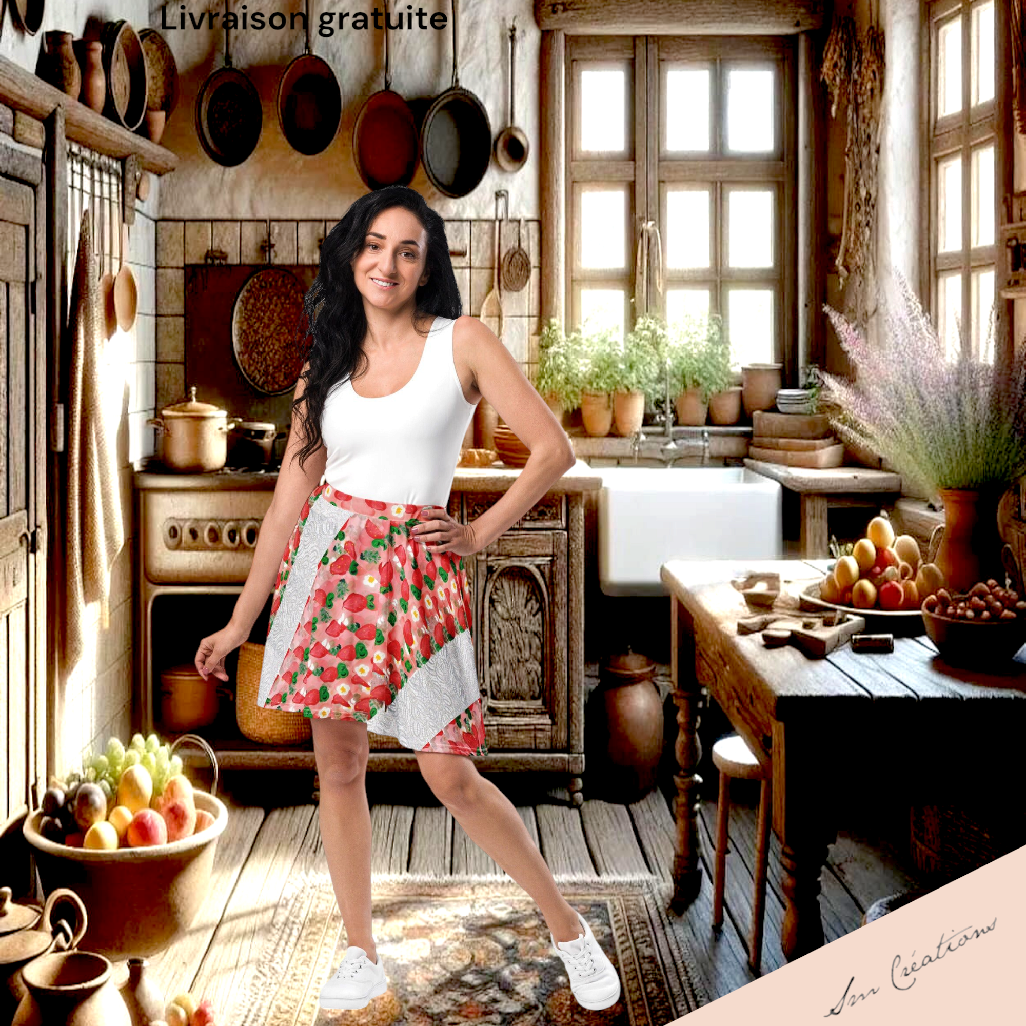 Jupe Patineuse Psychedelic Print Dentella ''Strawberry'' Summer Times 2025