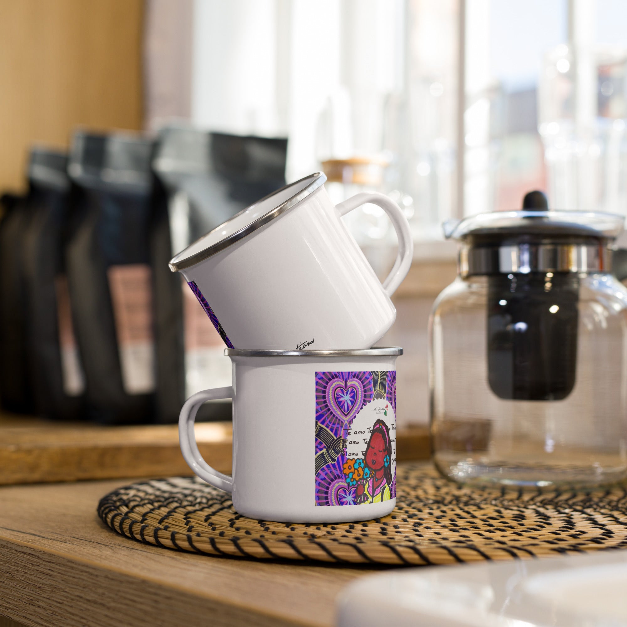 Mug émaillé Special / Doux messages "Te amo - Personnage Design Petite Mama 2025" Idées Cadeaux