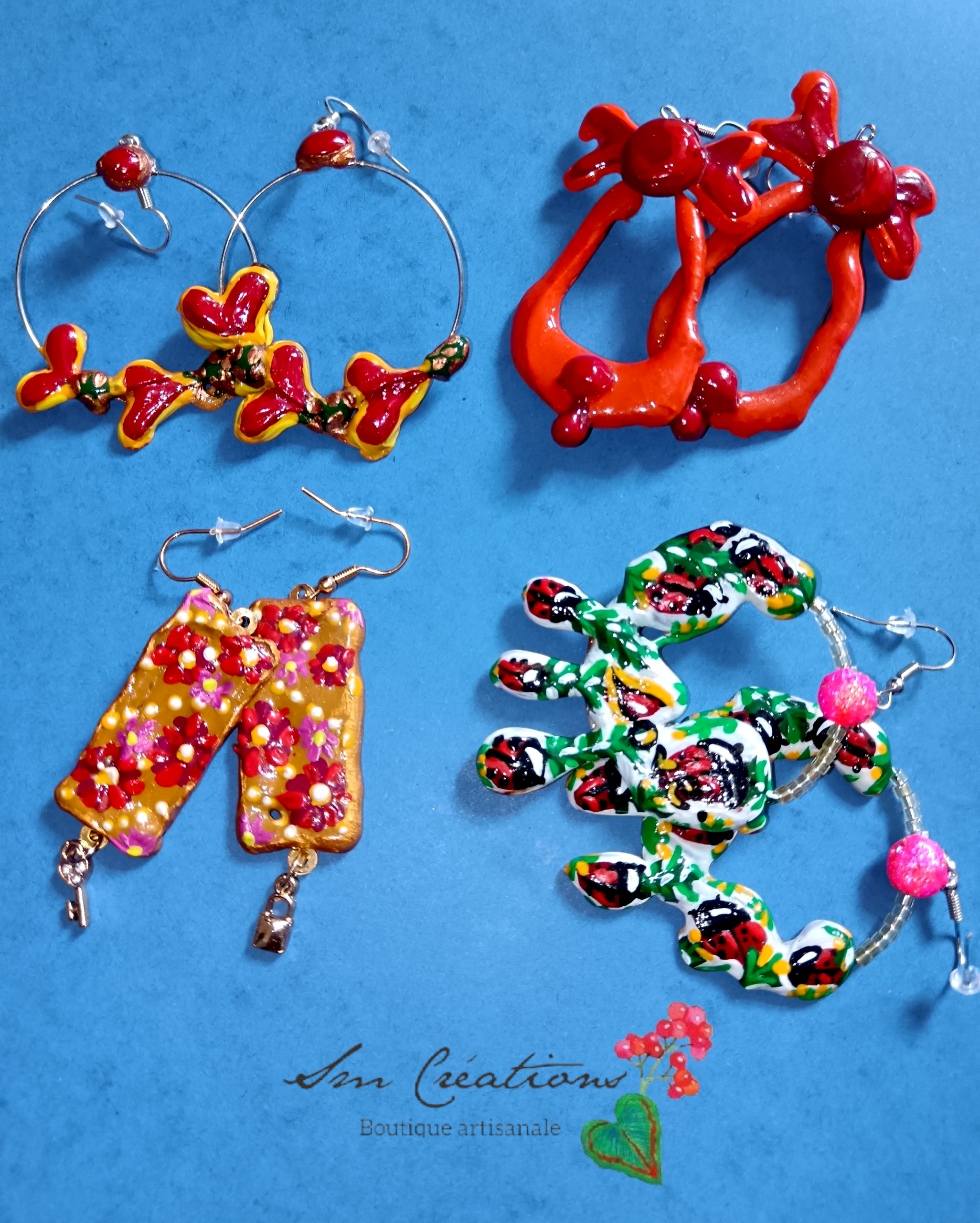 Boucle d'oreille Categorie Art Capsule ''Minnie Choux'' Summer 2025 en gomme d'arabique/ acrylic paint