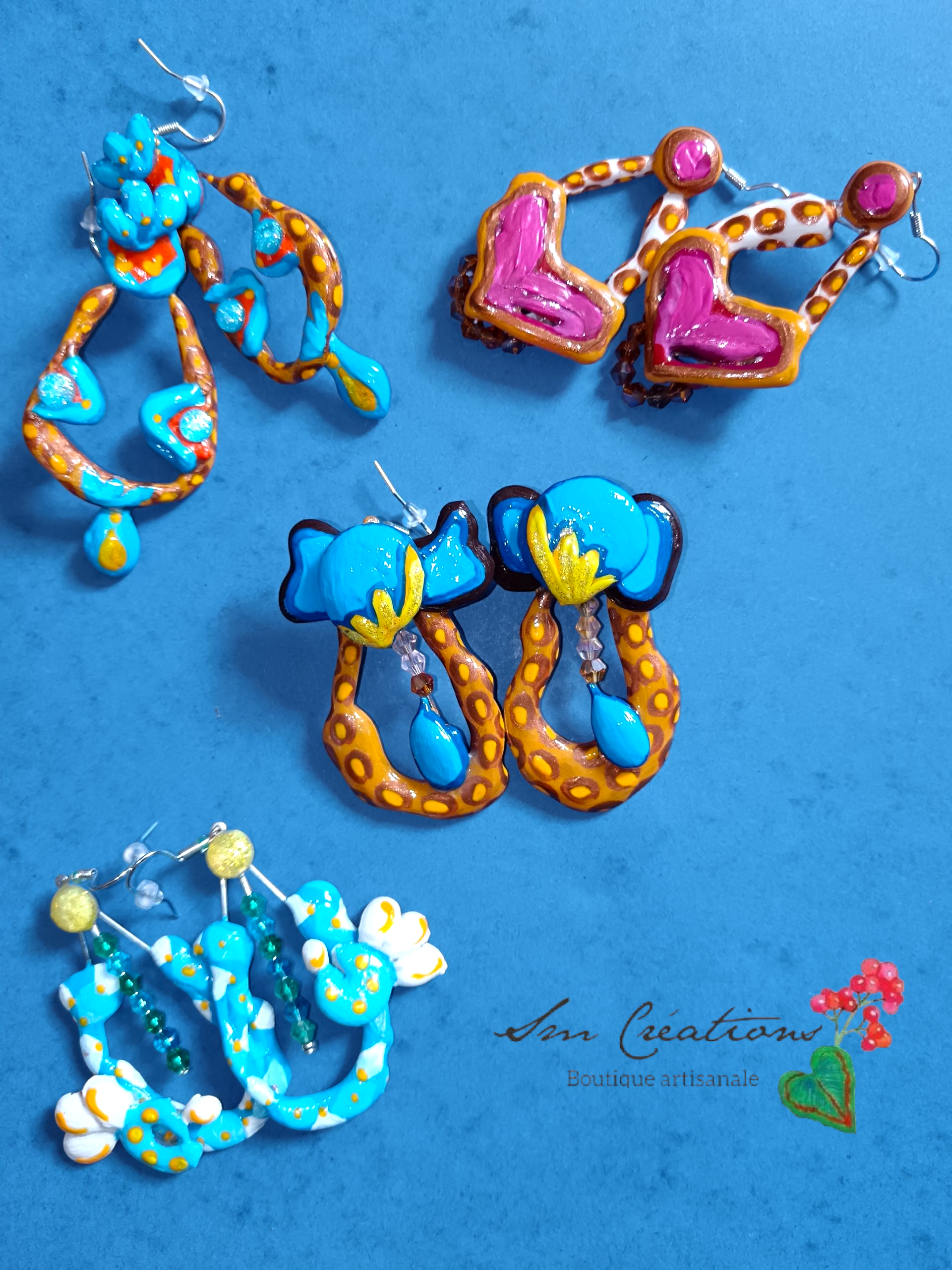 Boucle d'oreille Categorie Art Capsule ''Minnie Choux'' Summer 2025 en gomme d'arabique/ acrylic paint