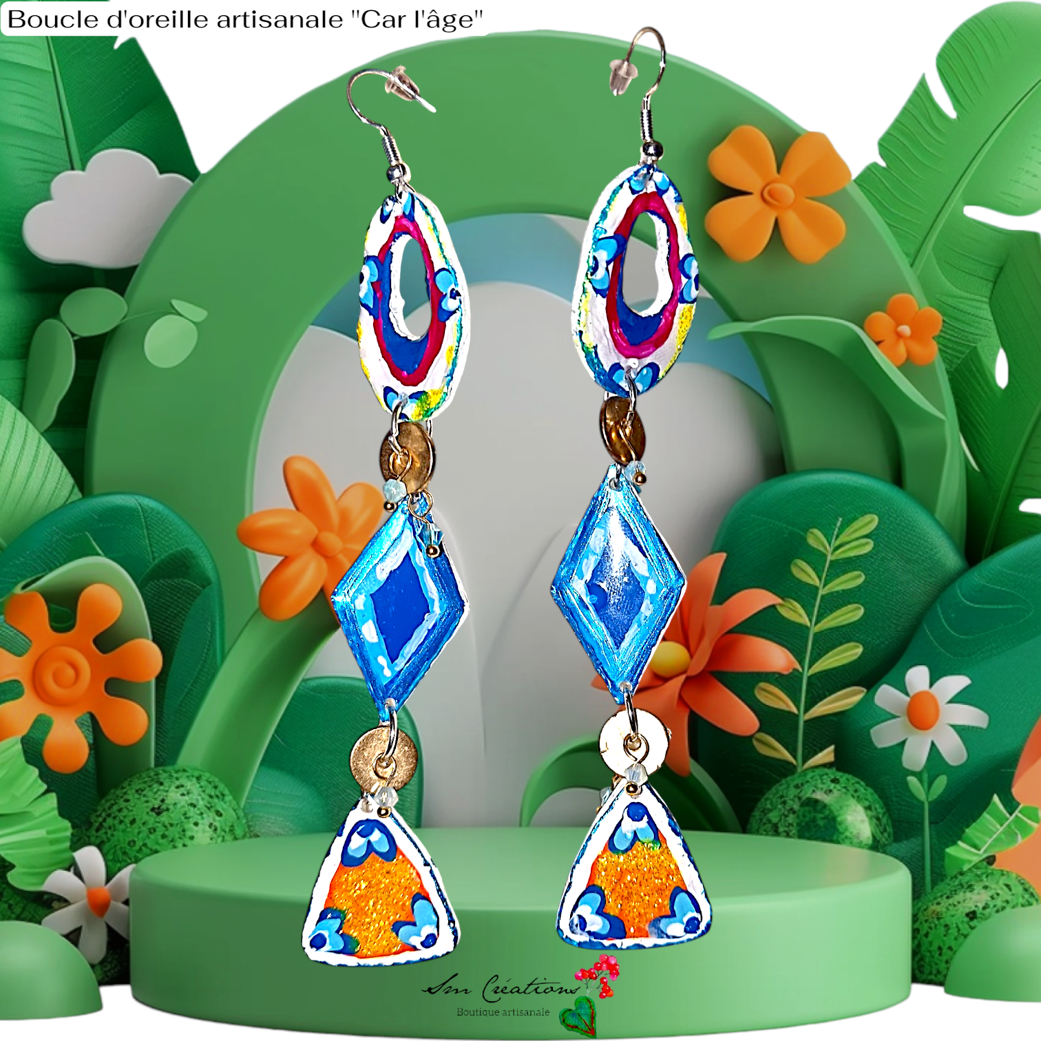 Boucle d'oreille artisanale ''Car l'รขge '' Exemplaire unique Edition 2025