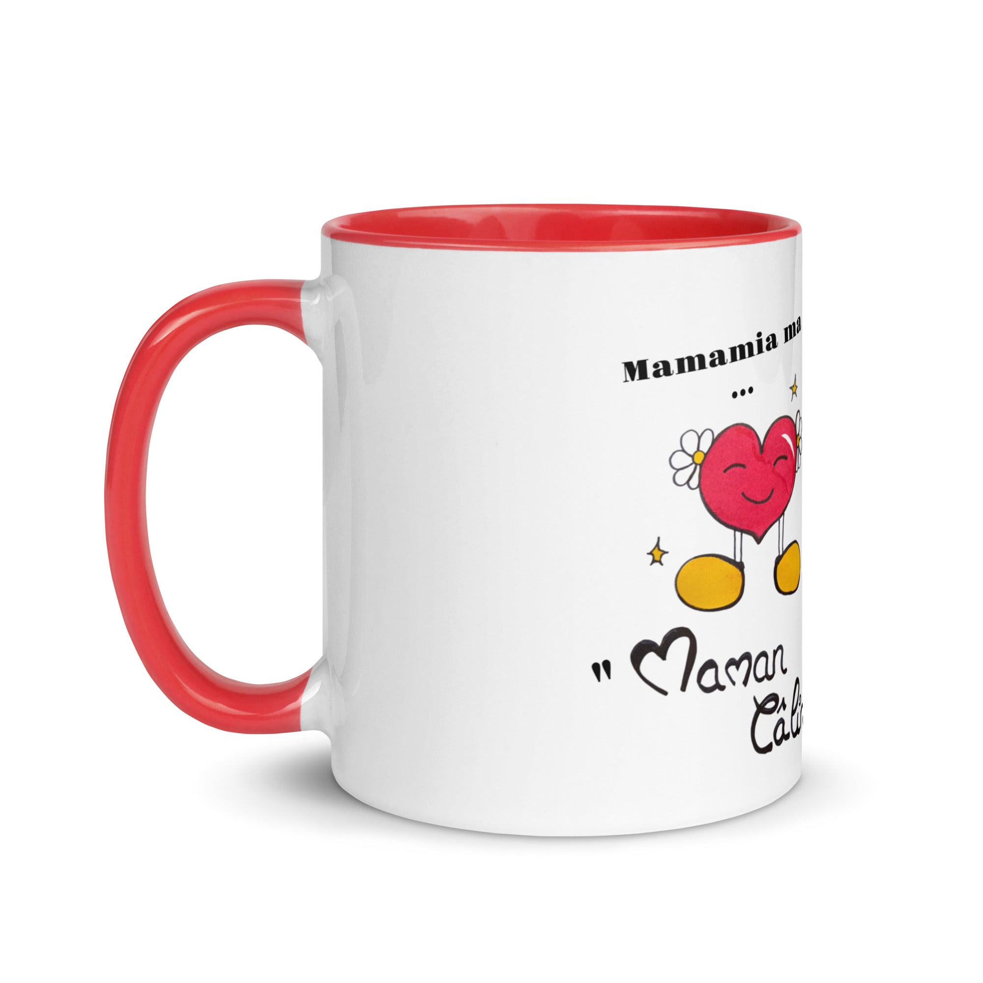 Mug Bi-Color Blanc Rouge écarlate "Mamamia Maman câlin" Edition 2025/ Idées cadeaux