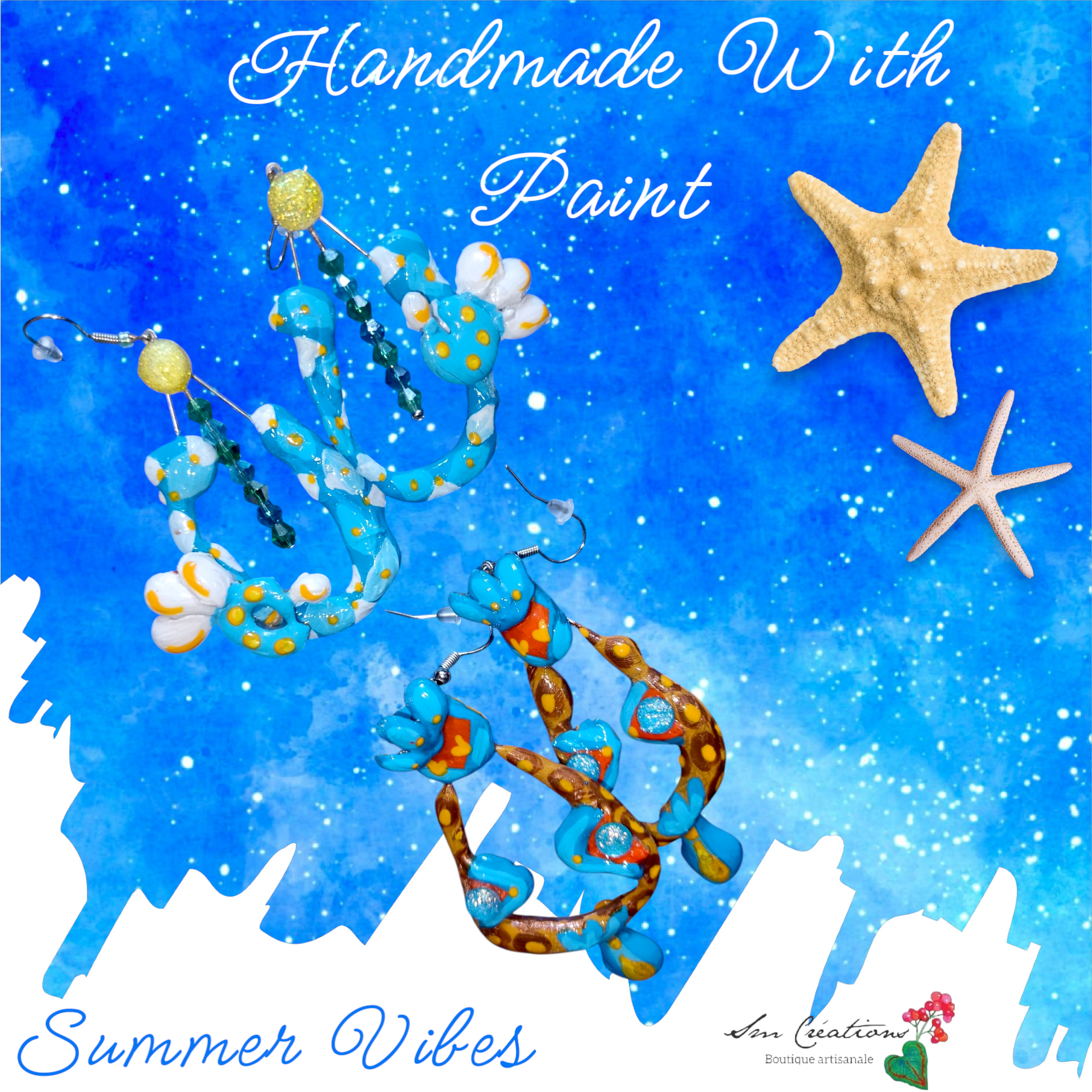 Boucle d'oreille Categorie Art Capsule ''Minnie Choux'' Summer 2025 en gomme d'arabique/ acrylic paint