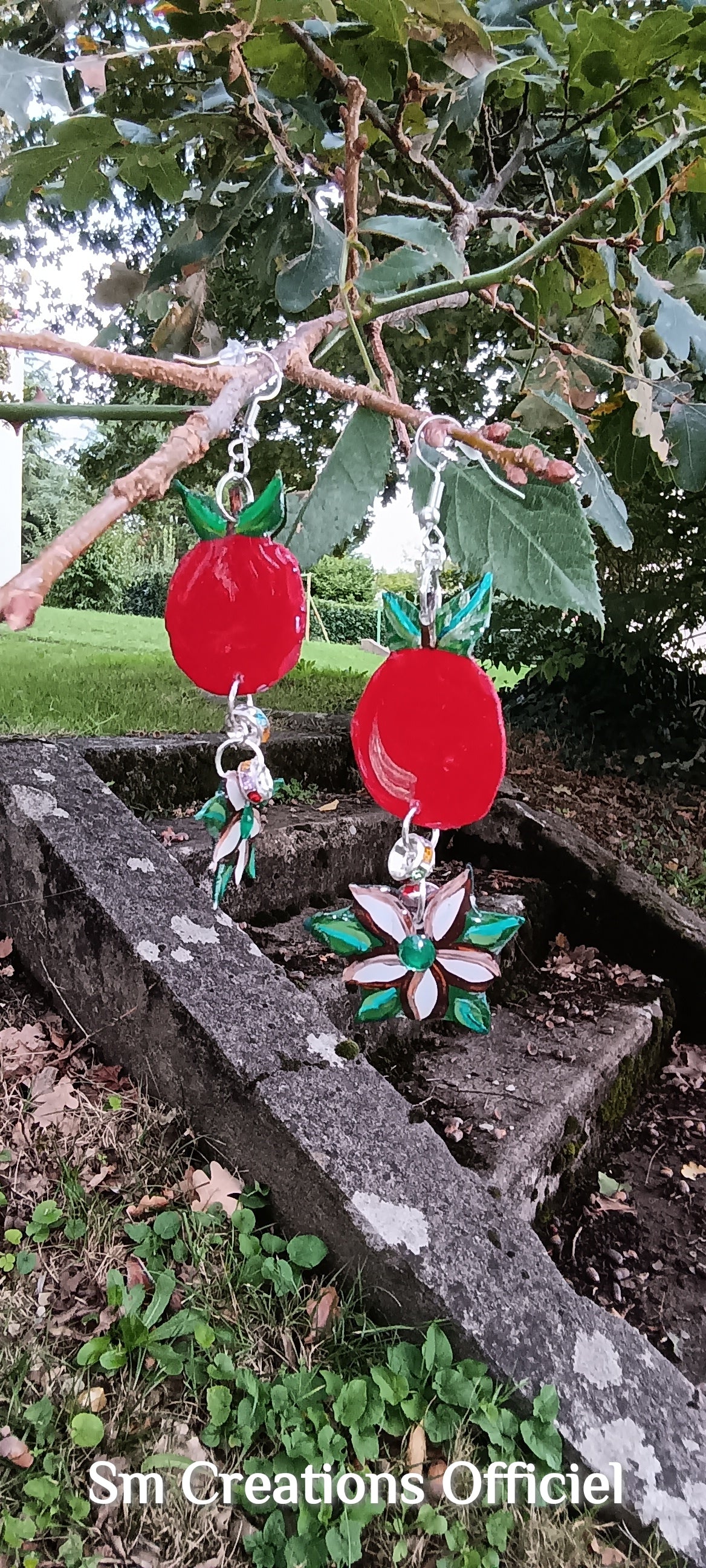 Boucle d'oreille Arte| ''Pomme de fleur ''95% Naturelle