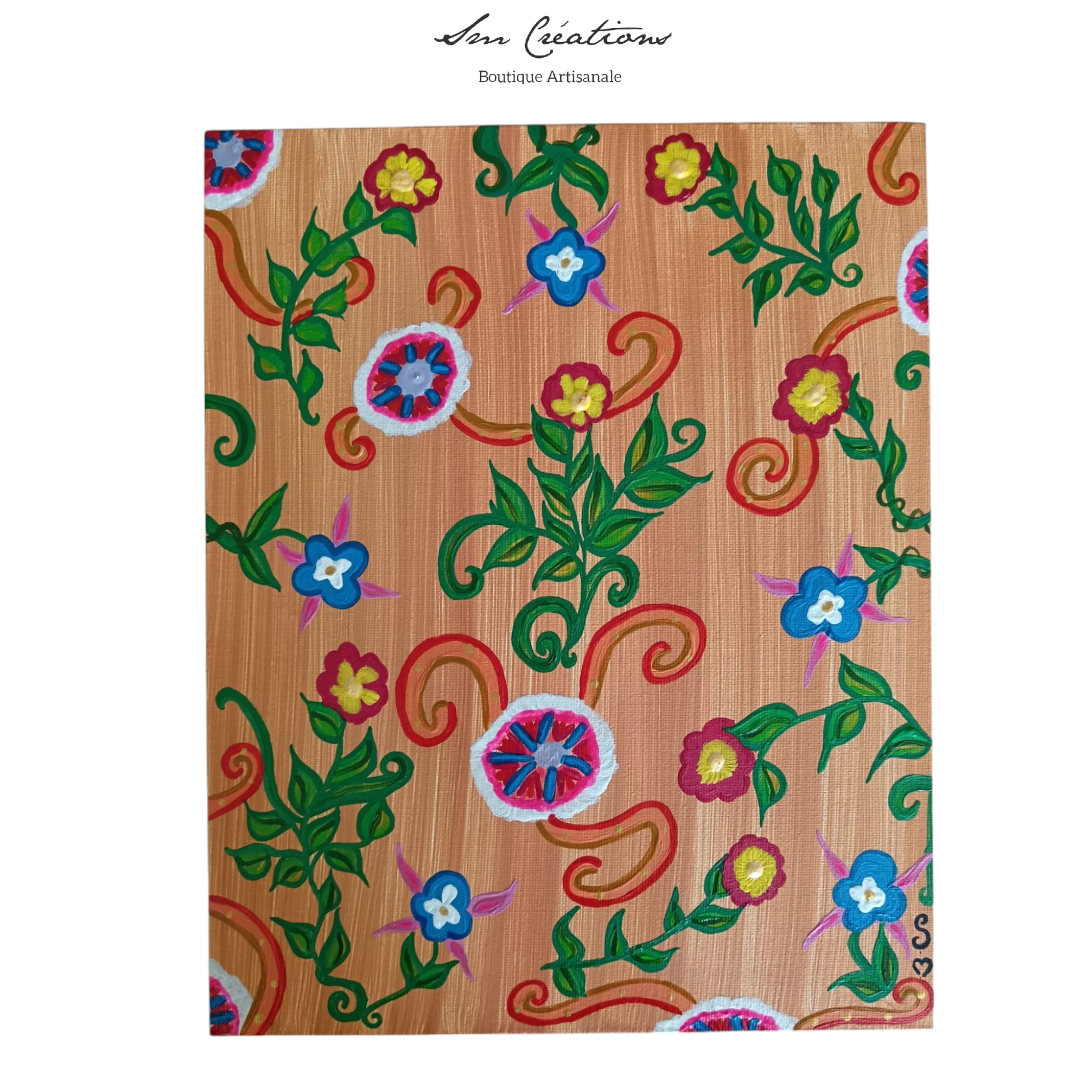 Tableau floral original - Acrylique/3D Paint sur toile - Fait main, signé - Exemplaire unique