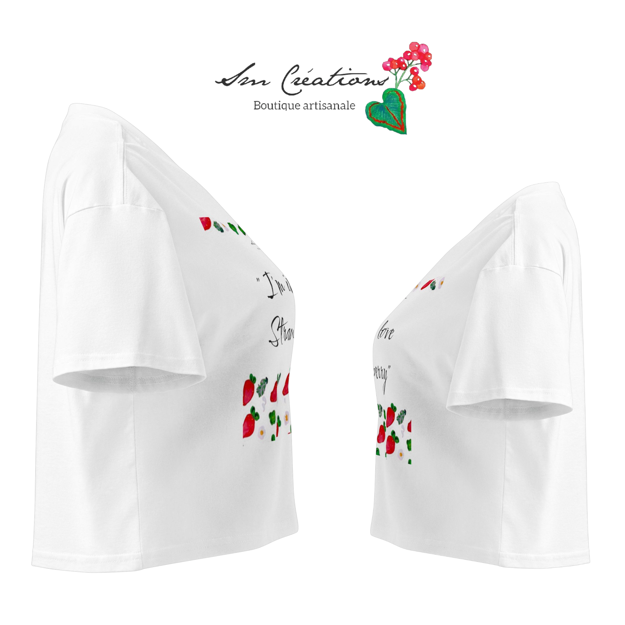 Crop top pour femme "I'm in love Strawberry" Edition limitée Design - Sm Creations 2025