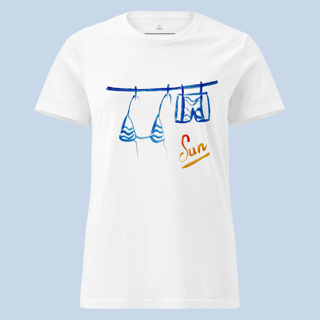 T-shirt classique softstyle femme 100% Coton ''Sun'' Minimalisme Bleu 2025