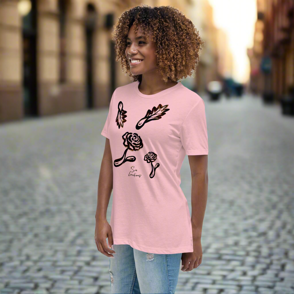T-shirt Décontracté pour Femme 100%Coton ''Feuilles en brun'' 2025 Automne