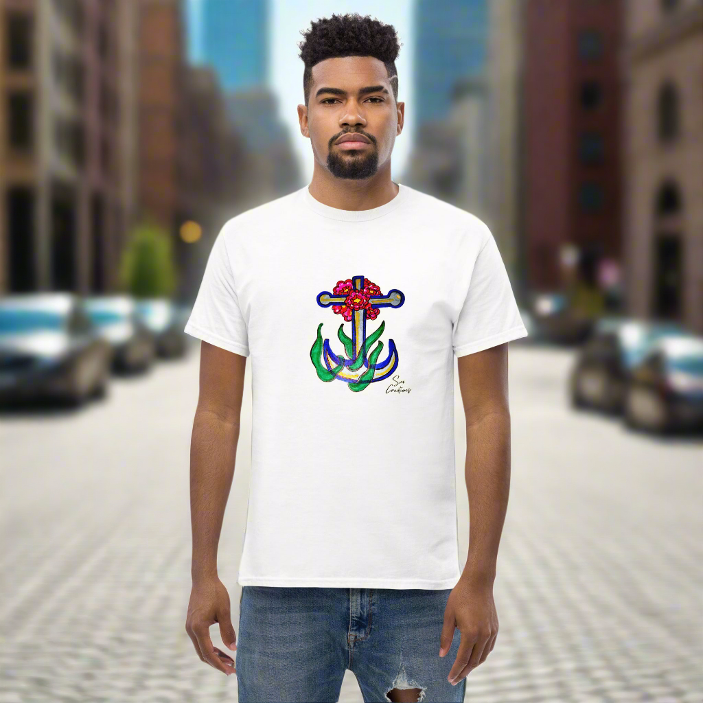T-shirt Classic Unisexe en coton - Motif Design "Ancre fleuri" Edition 2025