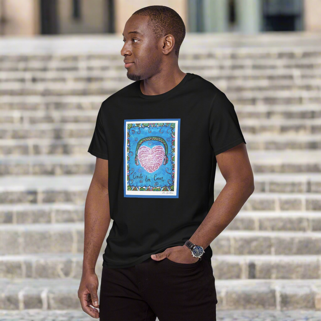 T-shirt Premium en 100% Coton homme Scan Text' 2025 "Écoute ton coeur'' Summer Times