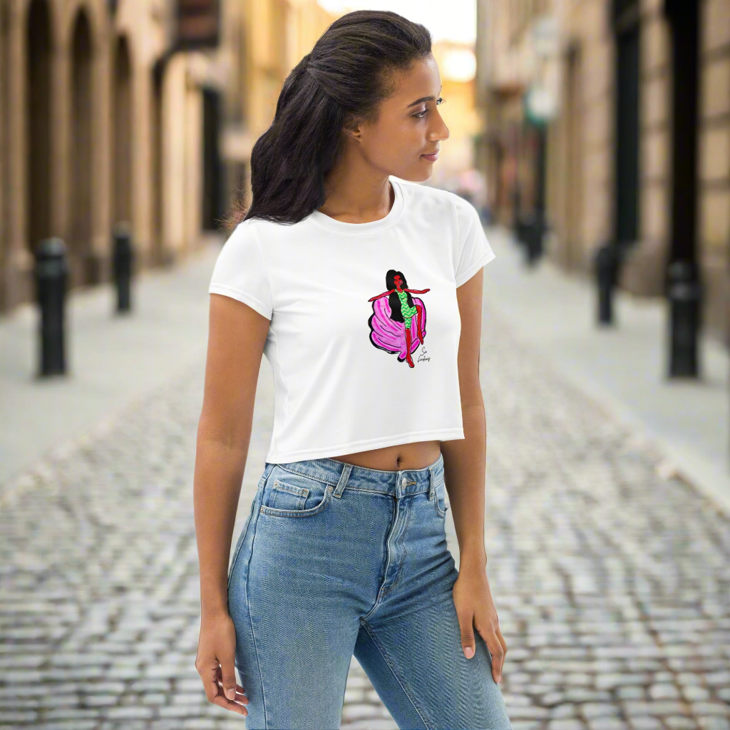 T-shirt Crop-Top imprimé tendance message ''Self Love''