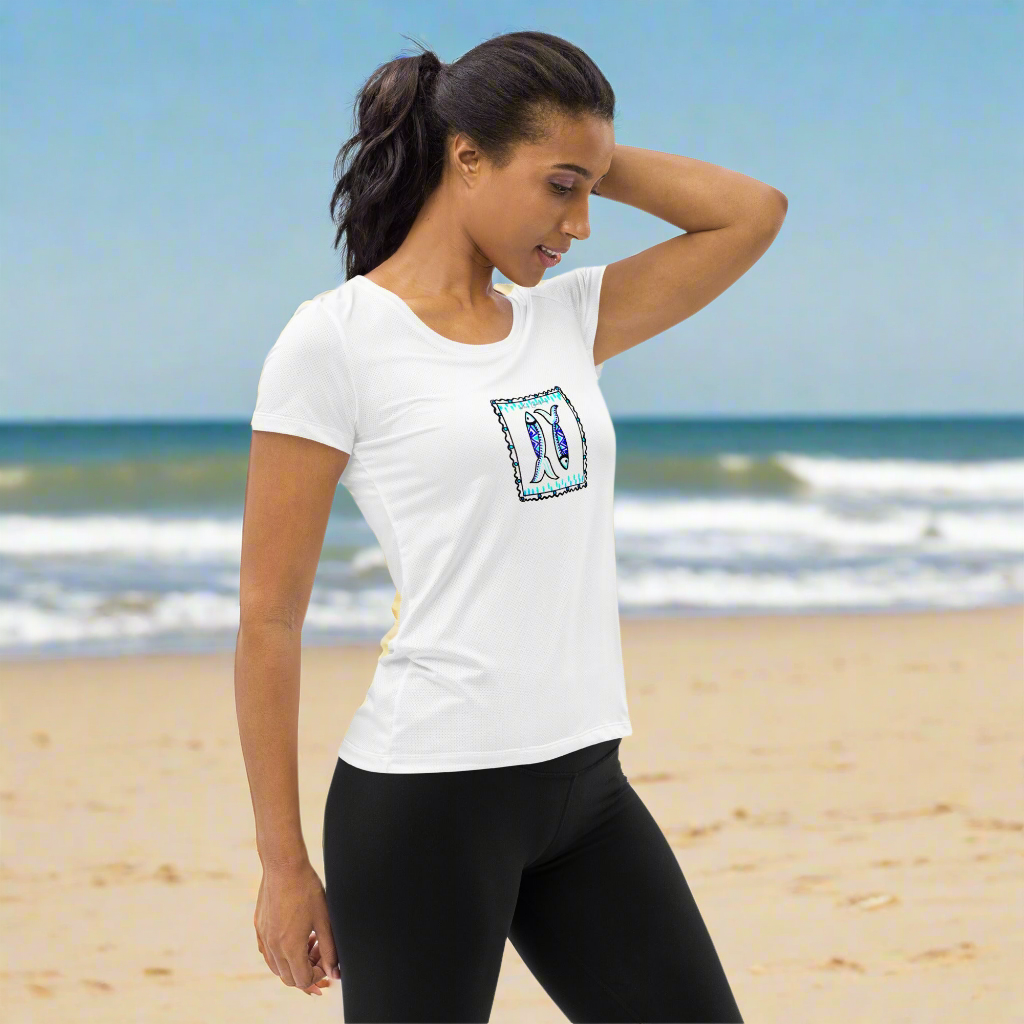 T-shirt Blanc femme Sketch - Timbre Maritime Été 2025