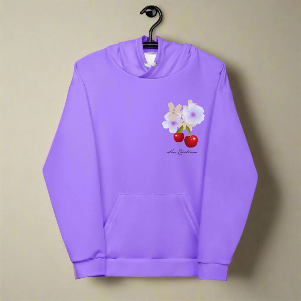 Sweat à Capuche Unisexe Coloris Violine Motif ''Cerise'' édition 2025
