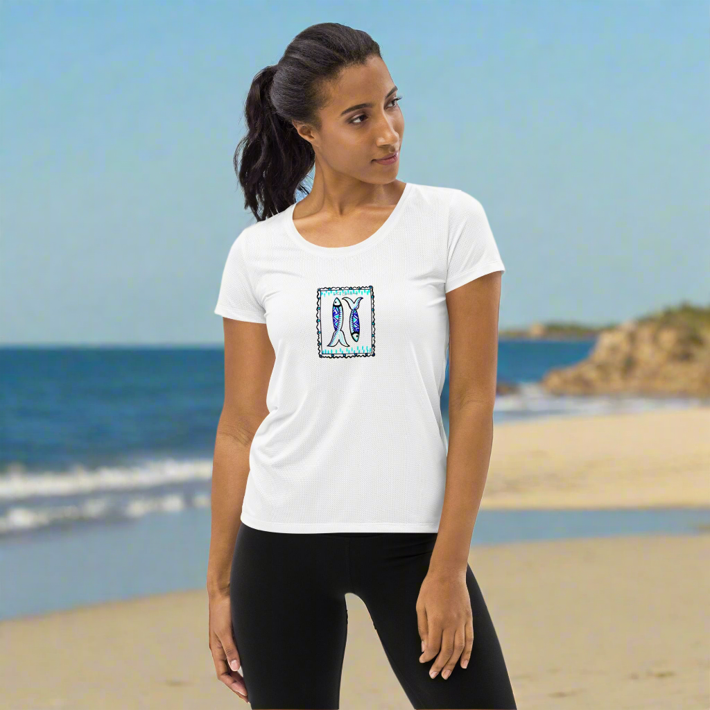 T-shirt Blanc femme Sketch - Timbre Maritime Été 2025