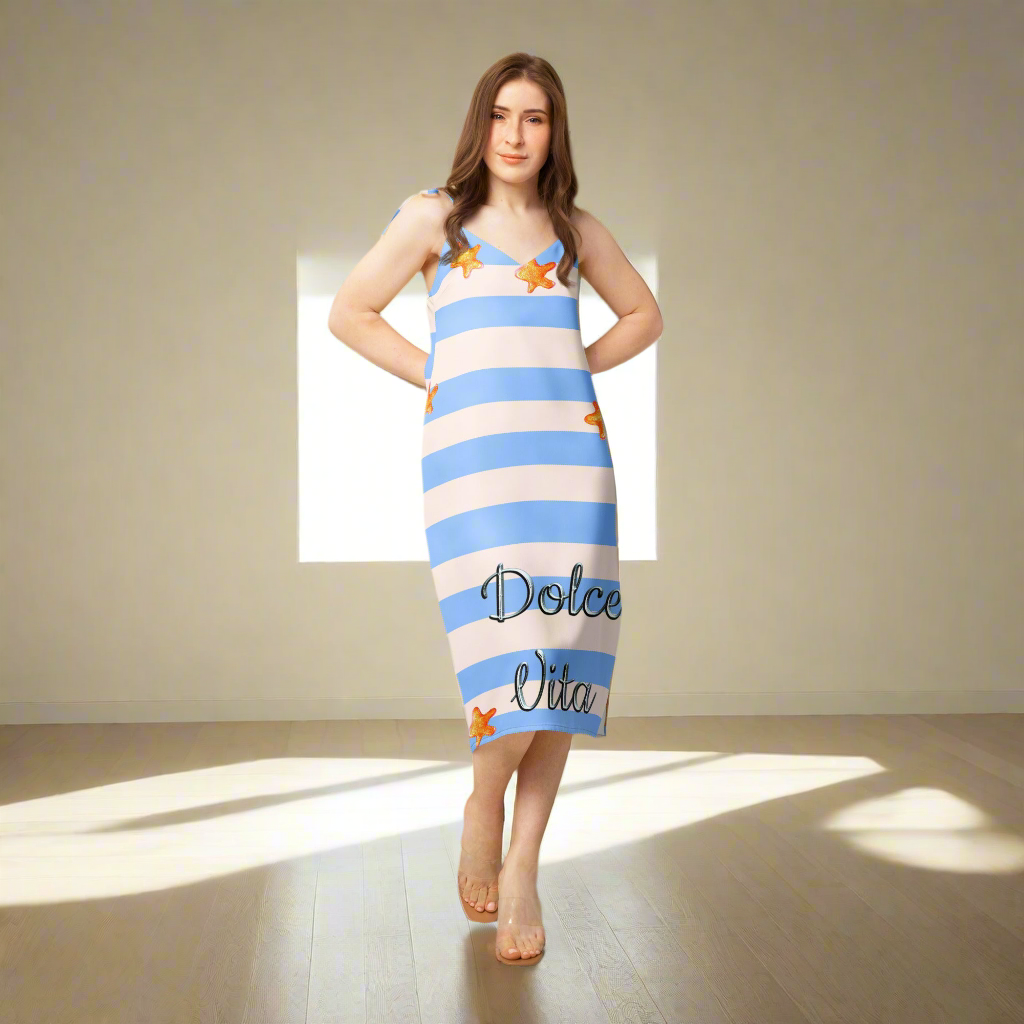 Robe midi à bretelles imprimé ''Dolce Vita'' Summer 2025